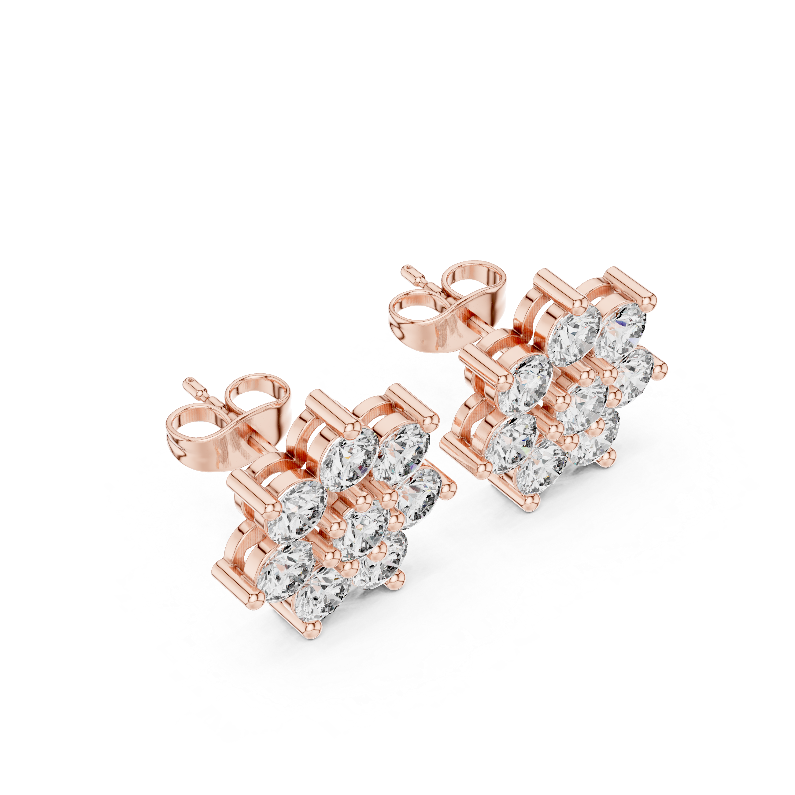 2.64ct EF/VS Natural Diamond Floral Stud Earrings – Exquisite Brilliance