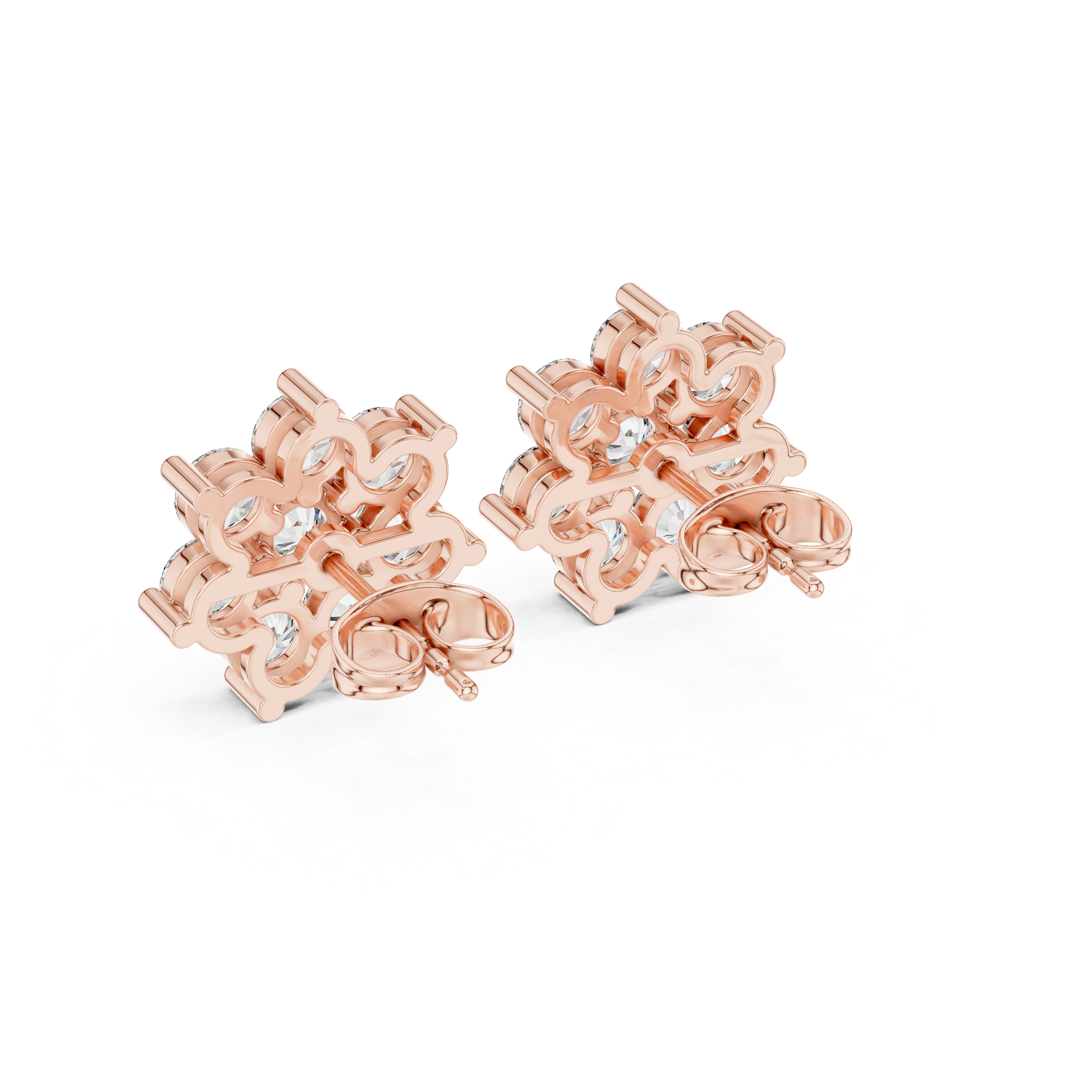 2.64ct EF/VS Natural Diamond Floral Stud Earrings – Exquisite Brilliance