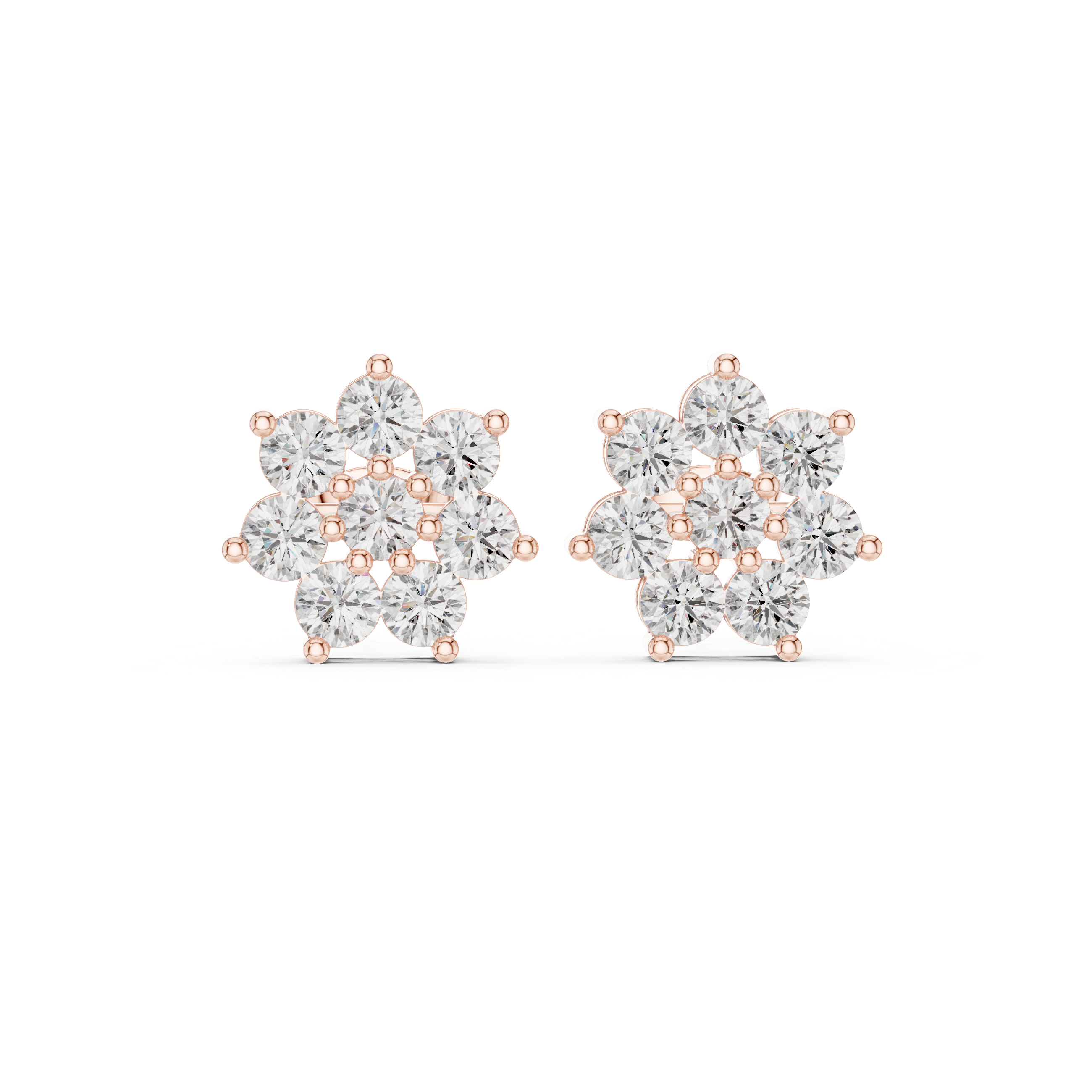 2.64ct EF/VS Natural Diamond Floral Stud Earrings – Exquisite Brilliance
