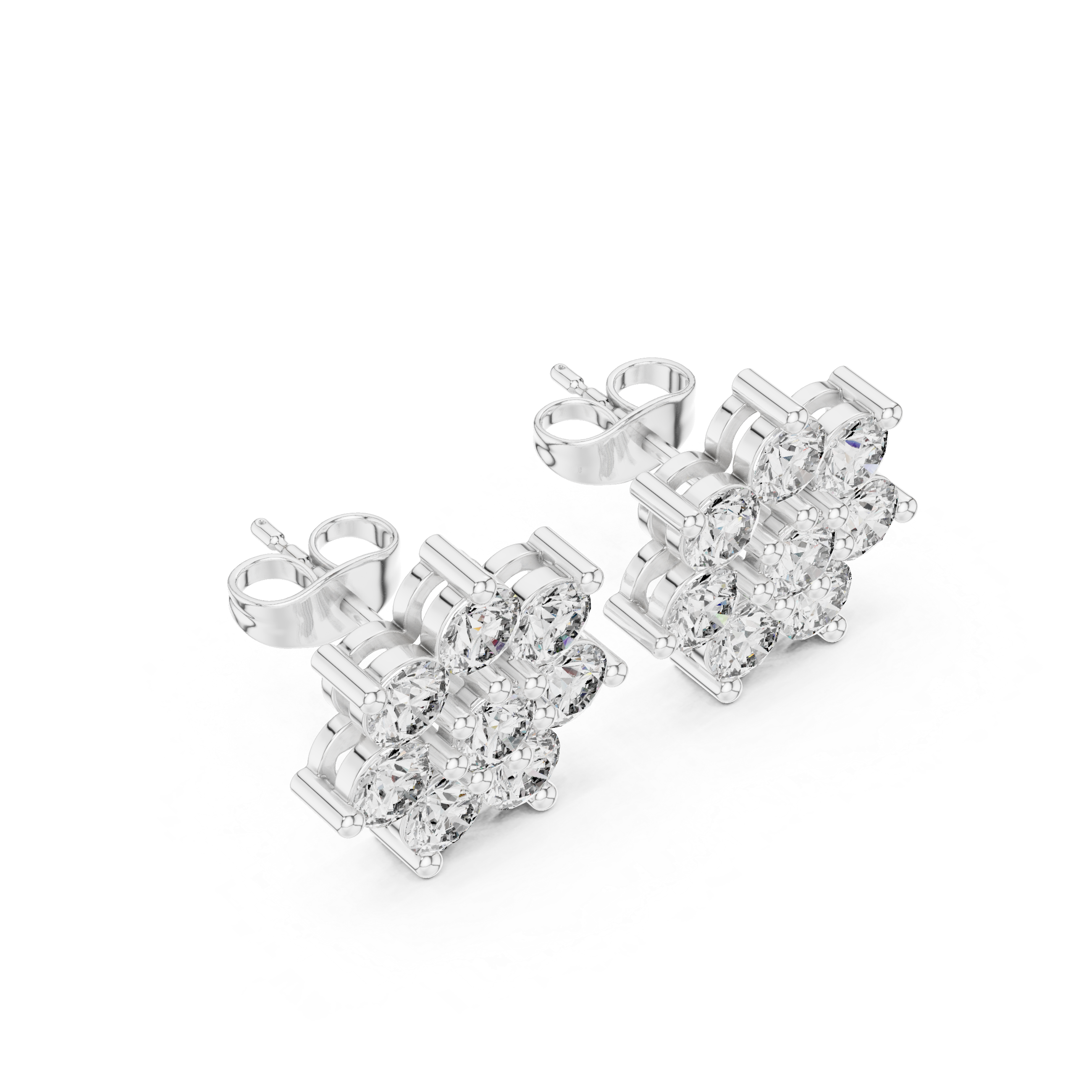 2.64ct EF/VS Natural Diamond Floral Stud Earrings – Exquisite Brilliance