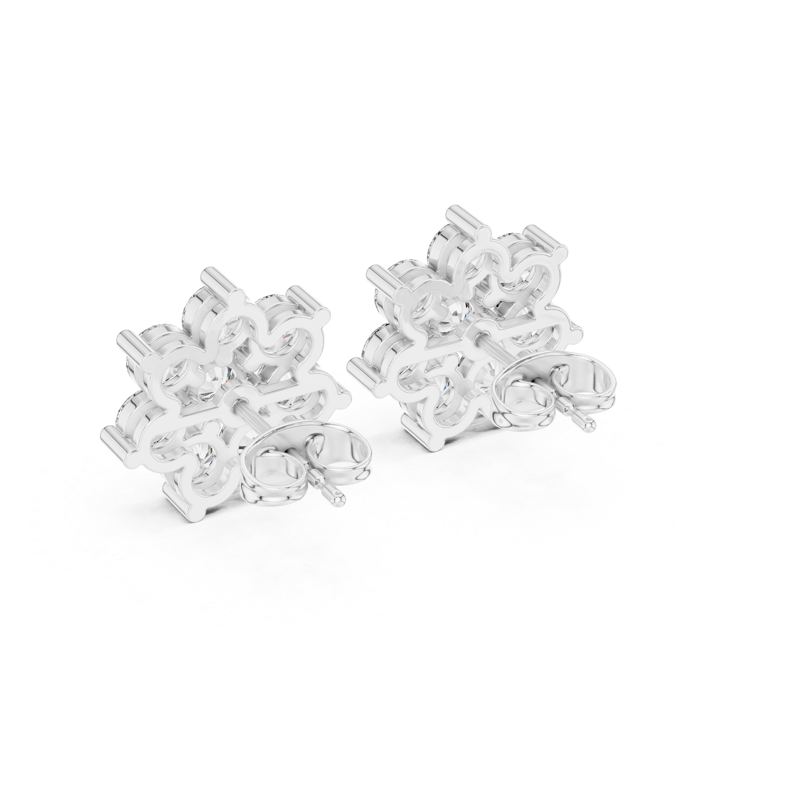 2.64ct EF/VS Natural Diamond Floral Stud Earrings – Exquisite Brilliance