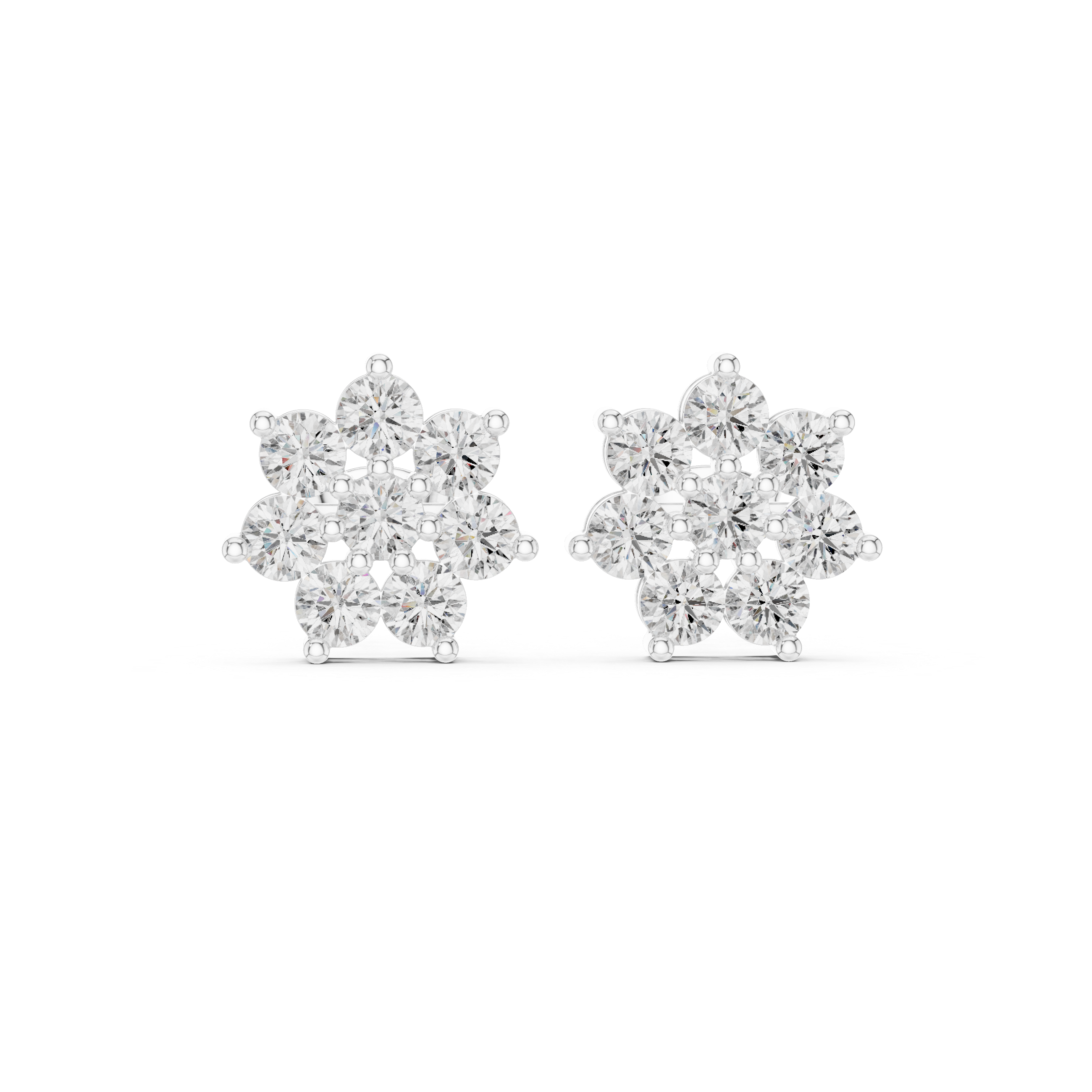 2.64ct EF/VS Natural Diamond Floral Stud Earrings – Exquisite Brilliance