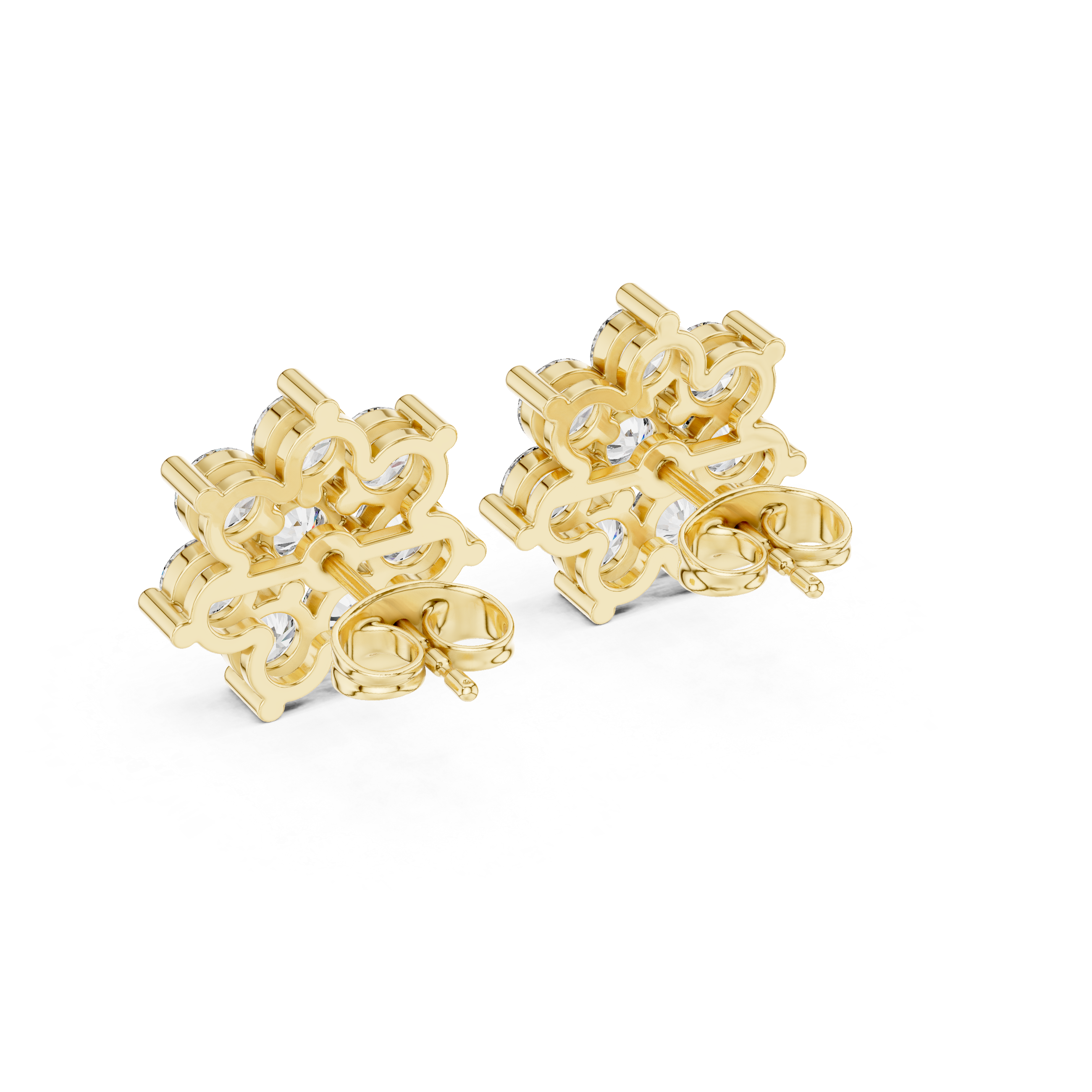 2.64ct EF/VS Natural Diamond Floral Stud Earrings – Exquisite Brilliance