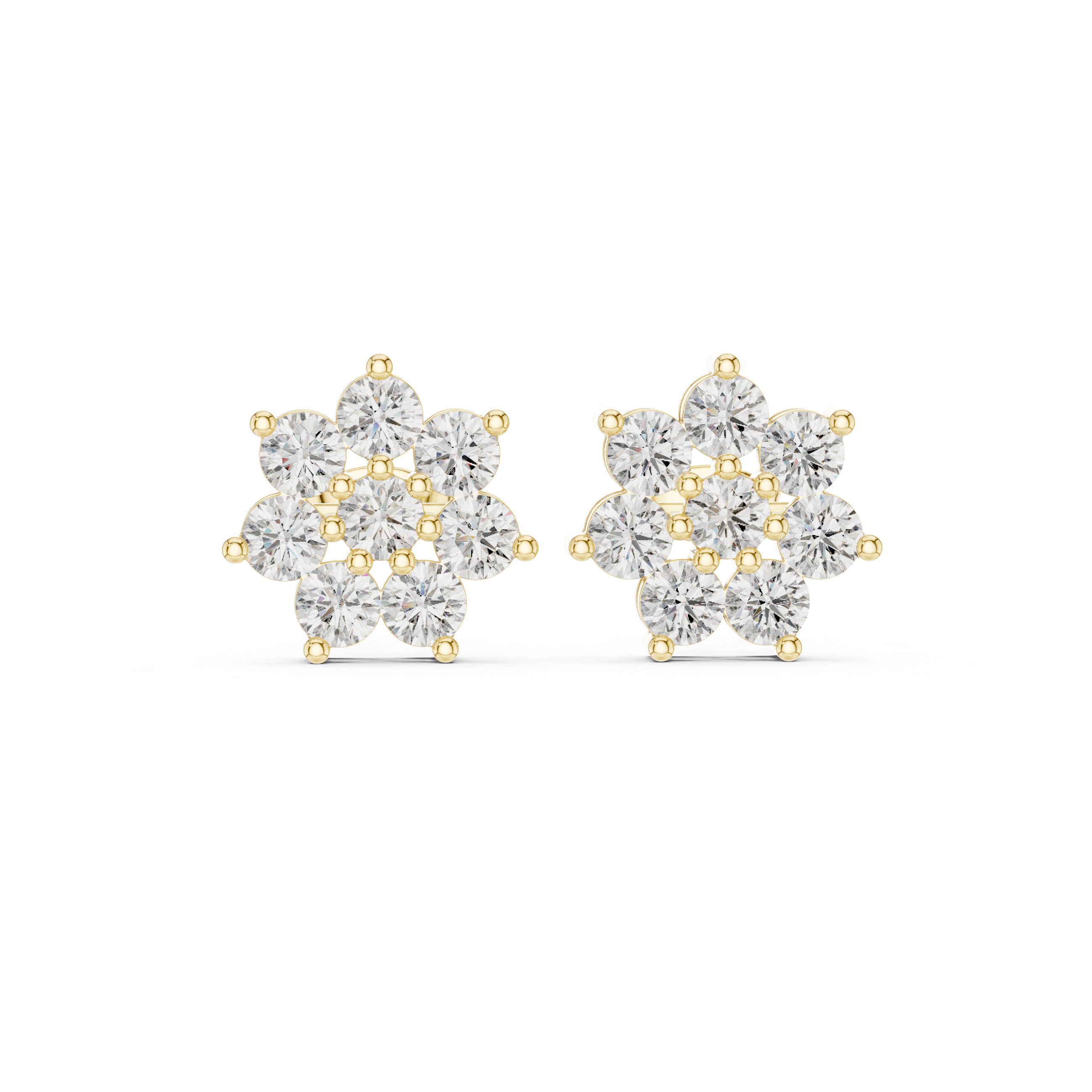 2.64ct EF/VS Natural Diamond Floral Stud Earrings – Exquisite Brilliance