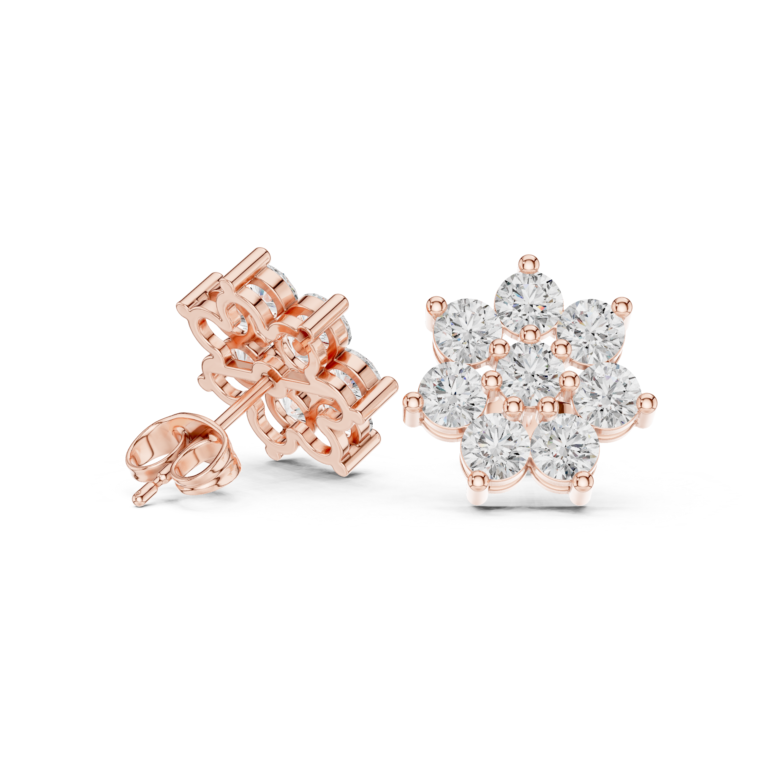 2.64ct EF/VS Natural Diamond Floral Stud Earrings – Exquisite Brilliance