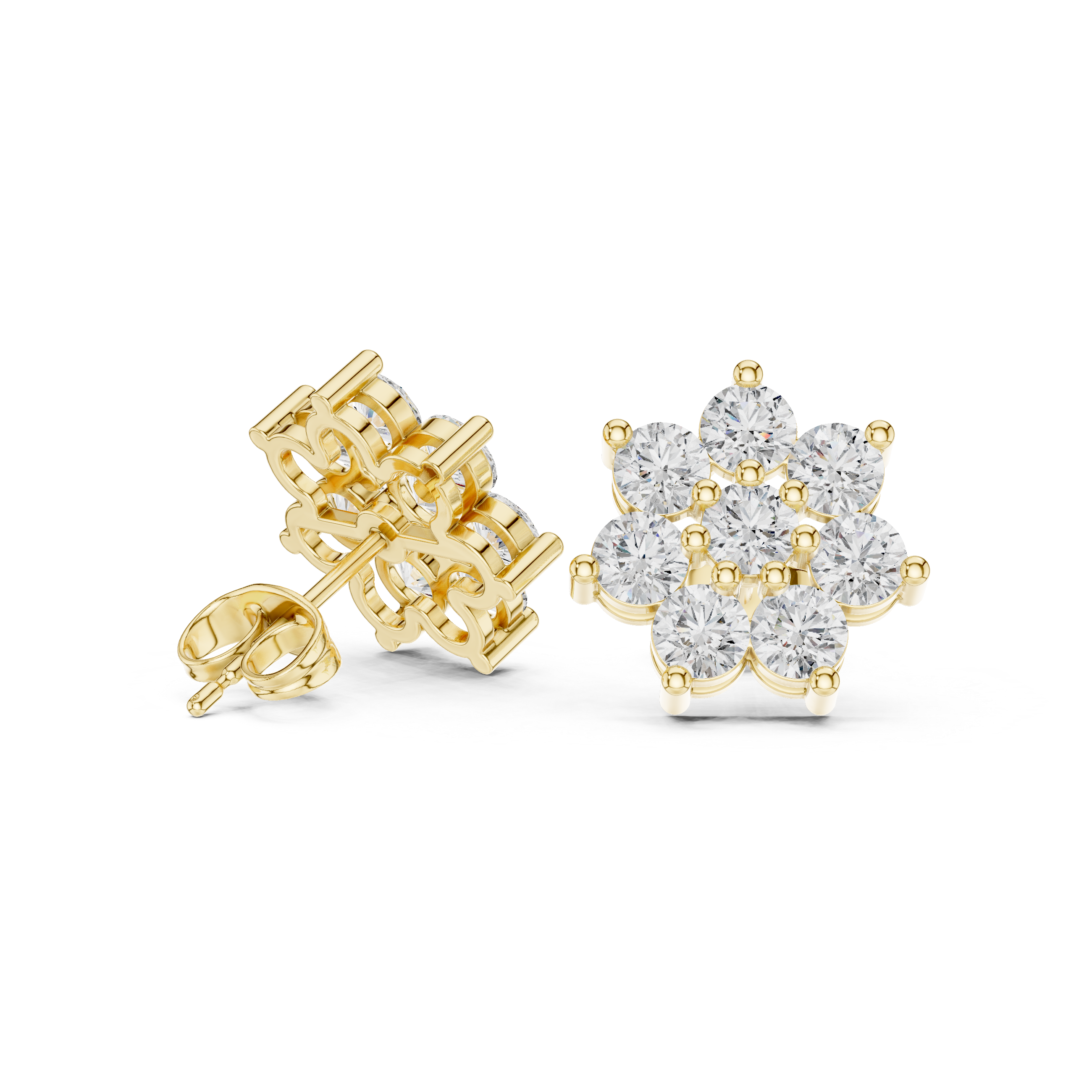 2.64ct EF/VS Natural Diamond Floral Stud Earrings – Exquisite Brilliance
