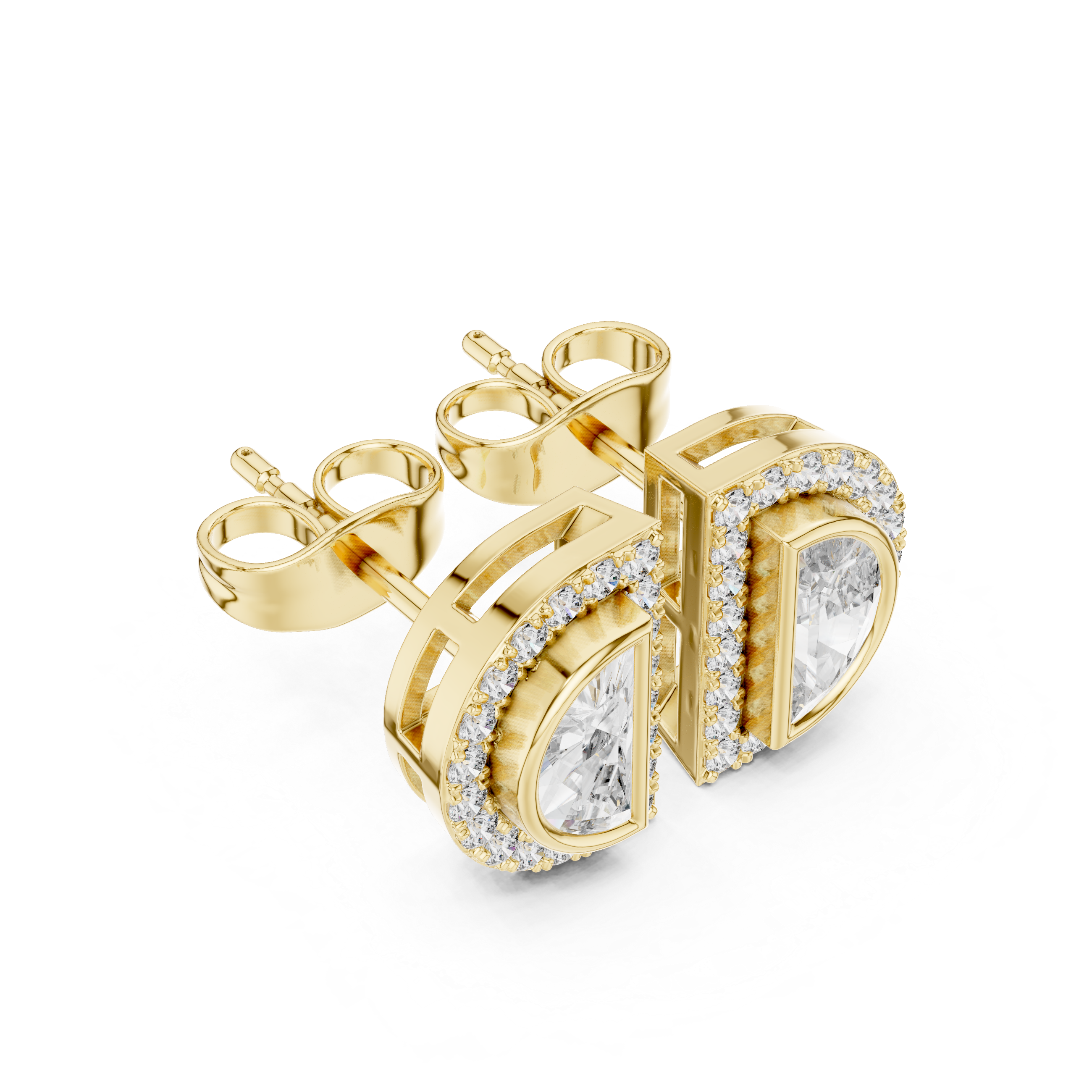 0.64ct Natural Diamond Stud Earrings – Half-Moon Design, H/VS2 Quality