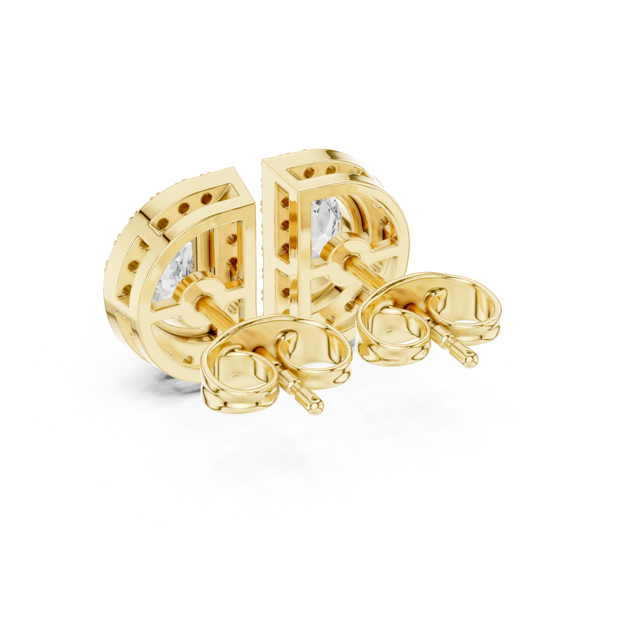 0.64ct Natural Diamond Stud Earrings – Half-Moon Design, H/VS2 Quality