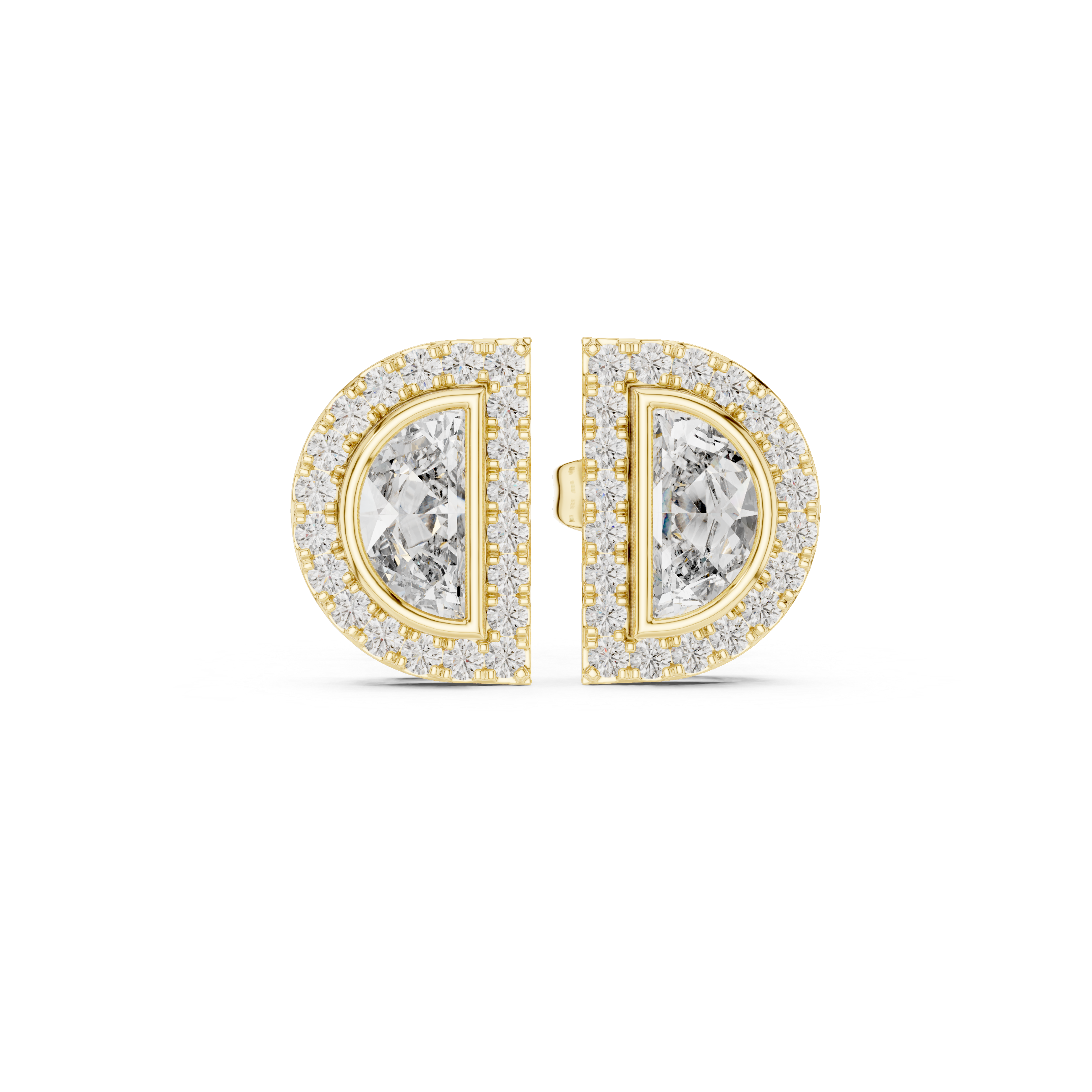 0.64ct Natural Diamond Stud Earrings – Half-Moon Design, H/VS2 Quality