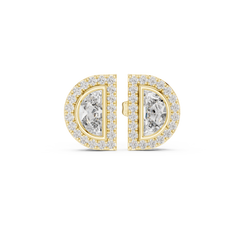 0.64ct Natural Diamond Stud Earrings – Half-Moon Design, H/VS2 Quality