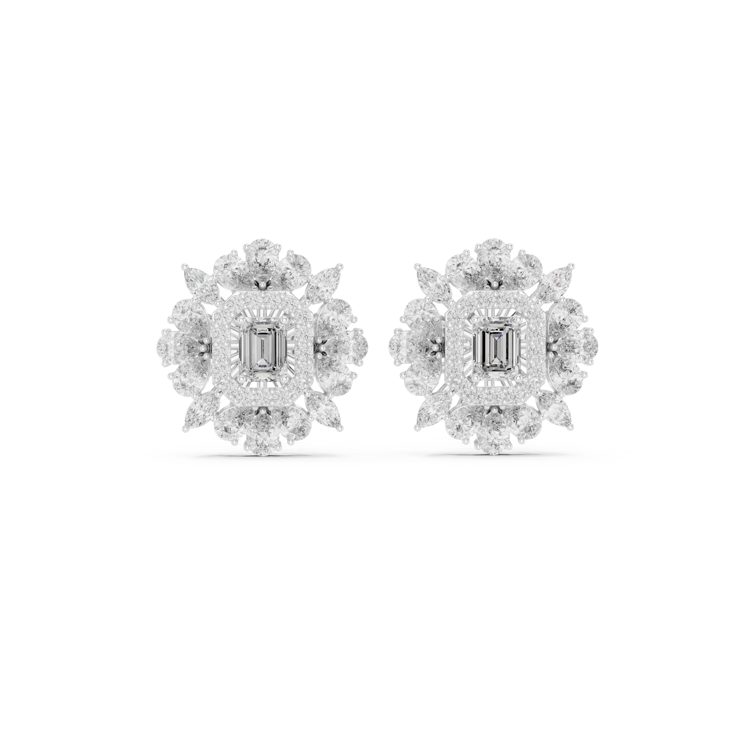 4.207 Carat Multi-Shape Natural Diamond Stud Earrings – H Color, VS1 Clarity