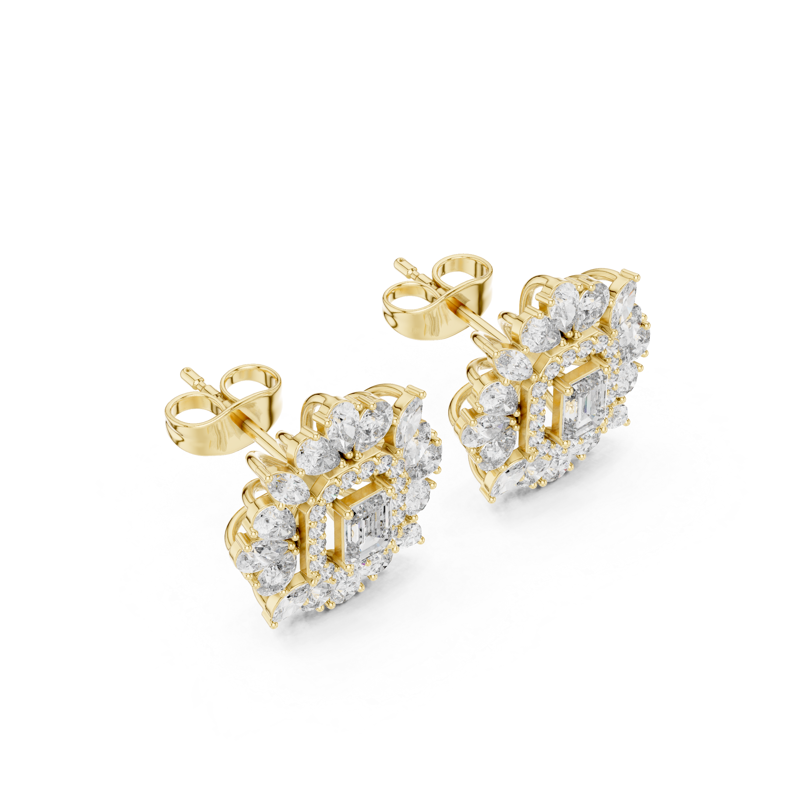 4.207 Carat Multi-Shape Natural Diamond Stud Earrings – H Color, VS1 Clarity