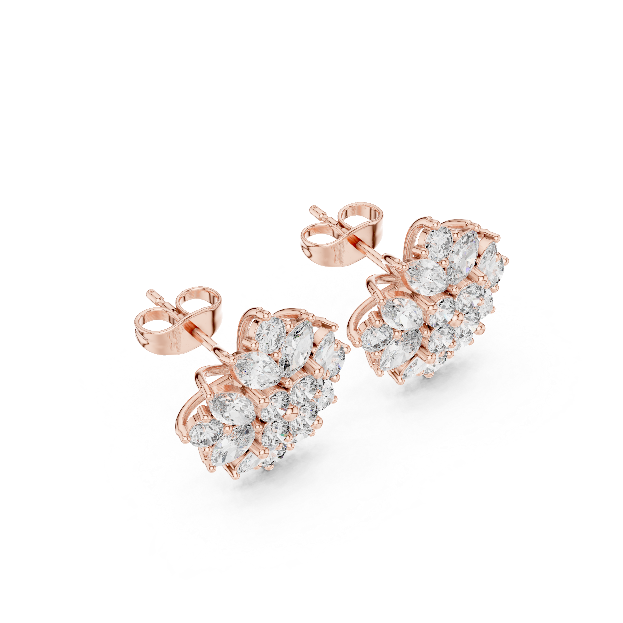 2.60 Carat EF/VS Multi-Shape Natural Diamond Cluster Earrings – Premium Shine