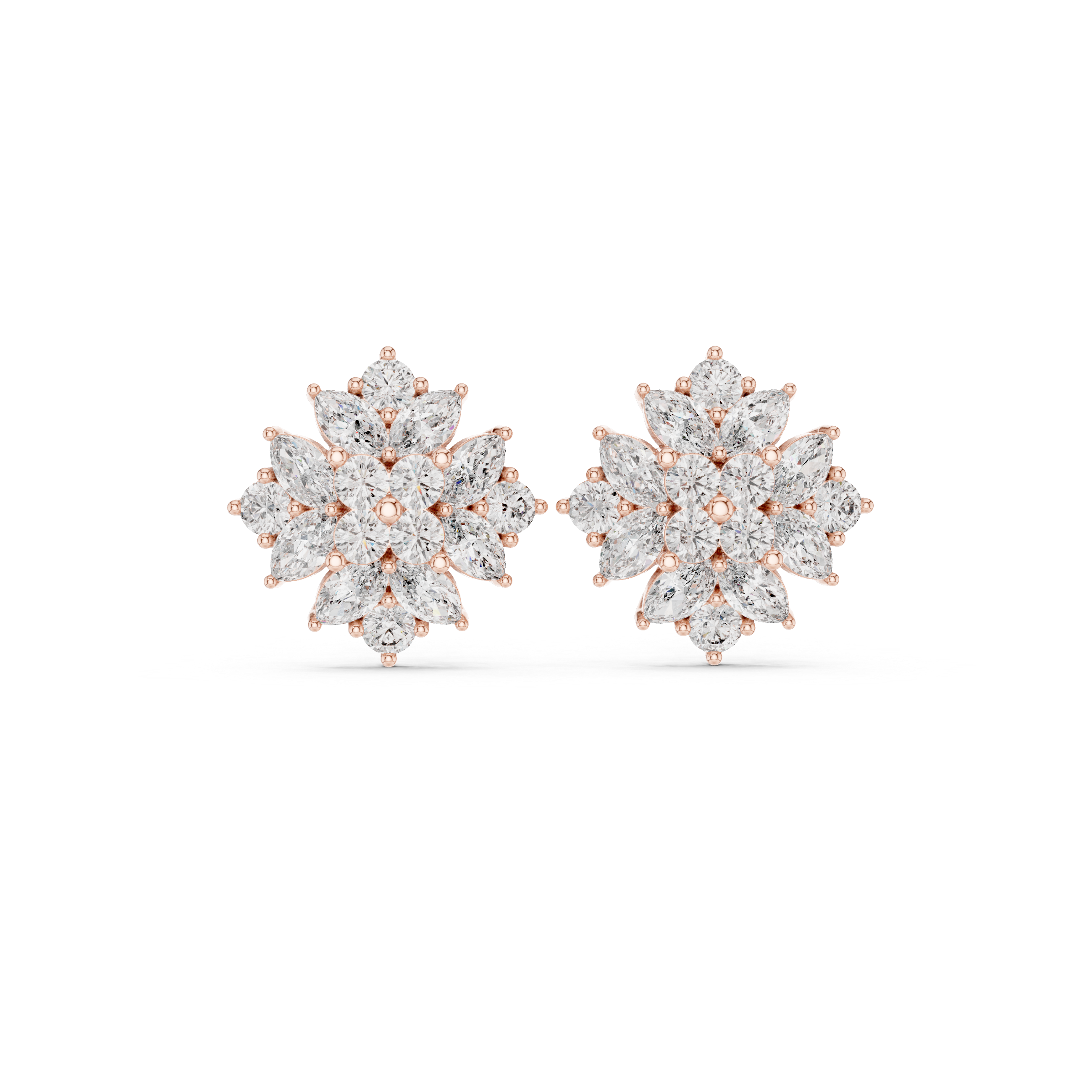 2.60 Carat EF/VS Multi-Shape Natural Diamond Cluster Earrings – Premium Shine