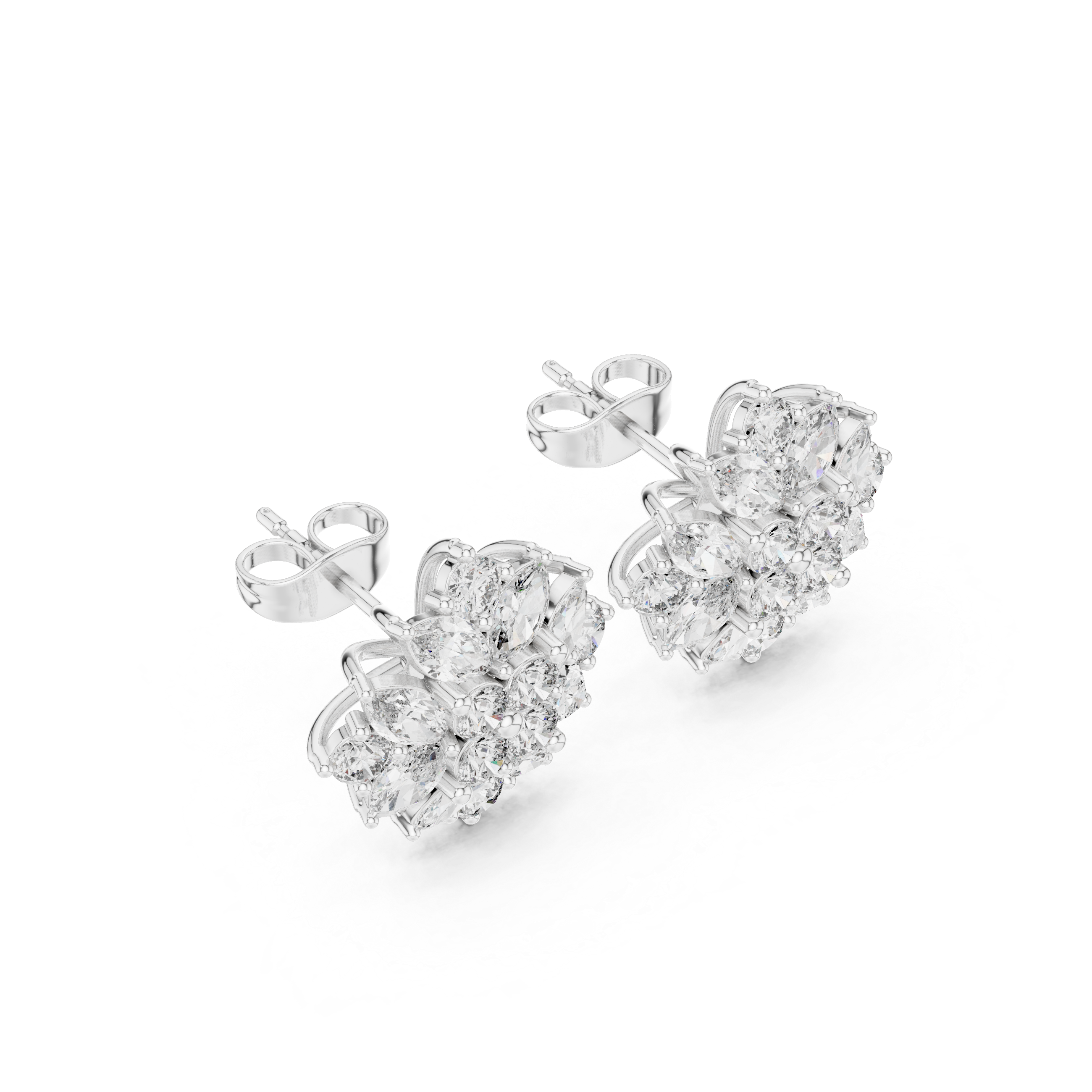 2.60 Carat EF/VS Multi-Shape Natural Diamond Cluster Earrings – Premium Shine