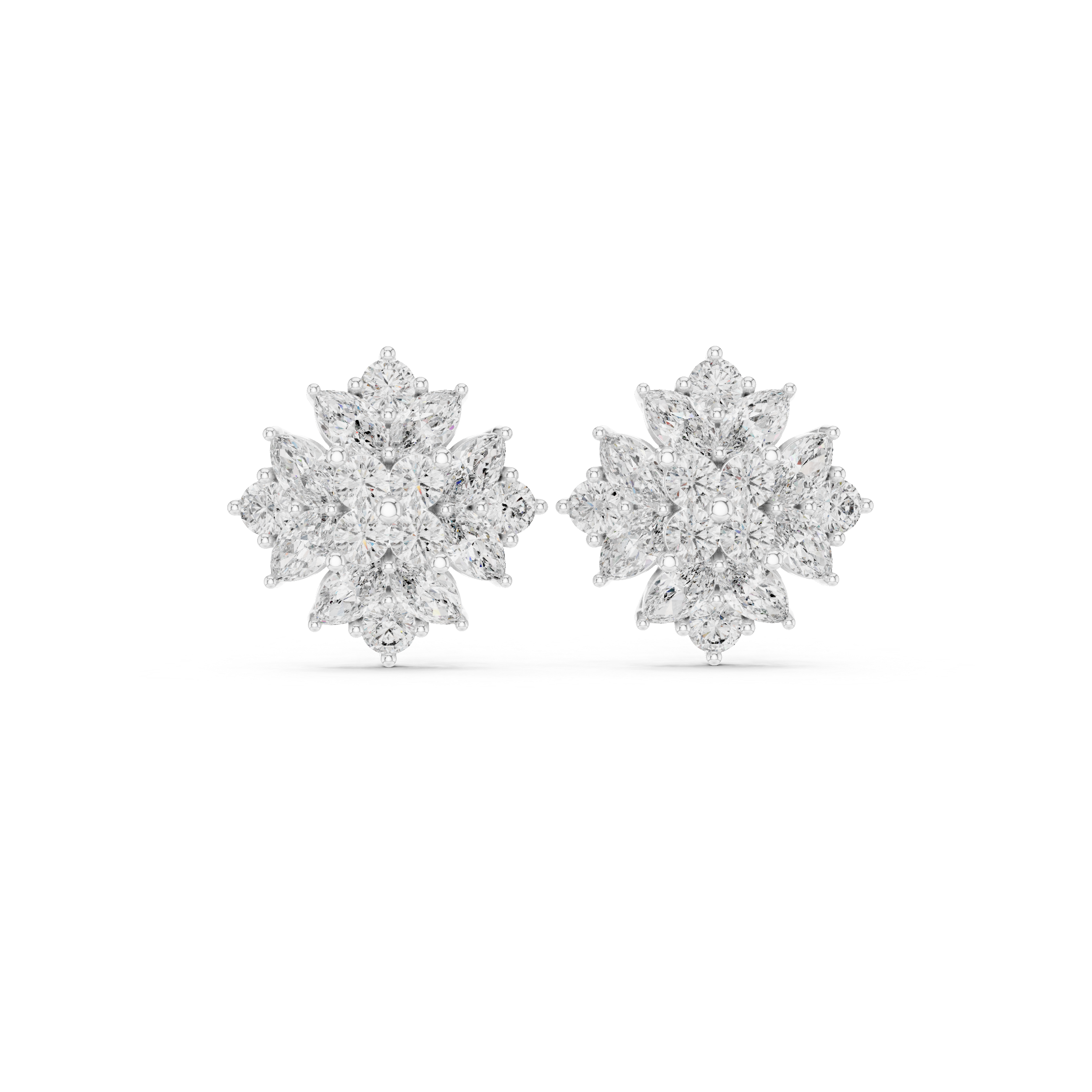 2.60 Carat EF/VS Multi-Shape Natural Diamond Cluster Earrings – Premium Shine