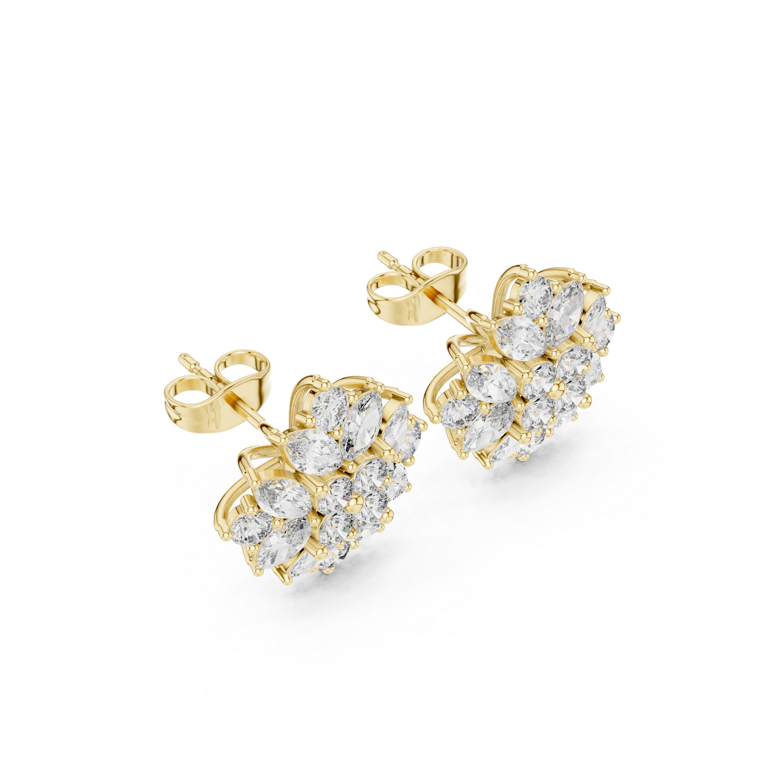 2.60 Carat EF/VS Multi-Shape Natural Diamond Cluster Earrings – Premium Shine