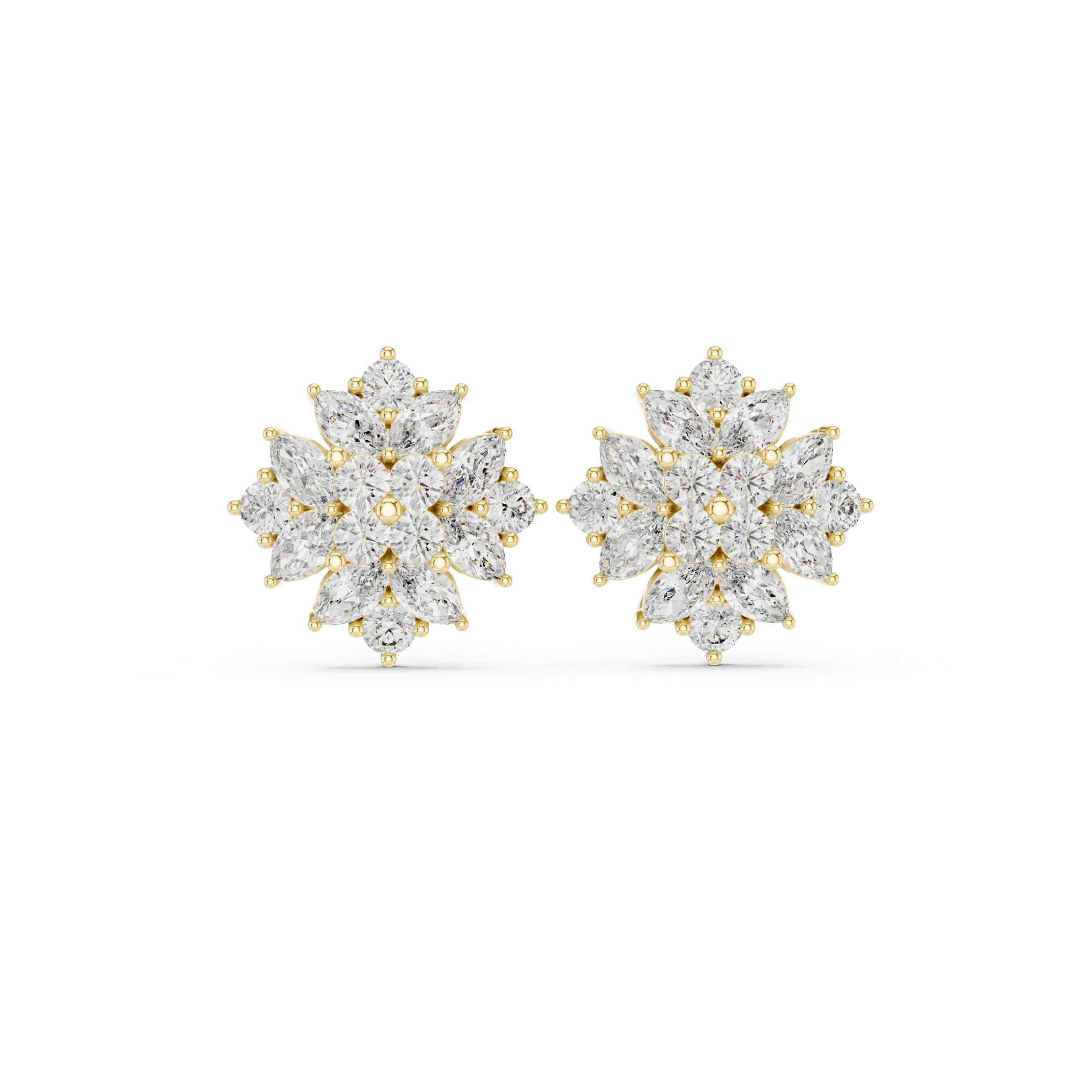 2.60 Carat EF/VS Multi-Shape Natural Diamond Cluster Earrings – Premium Shine
