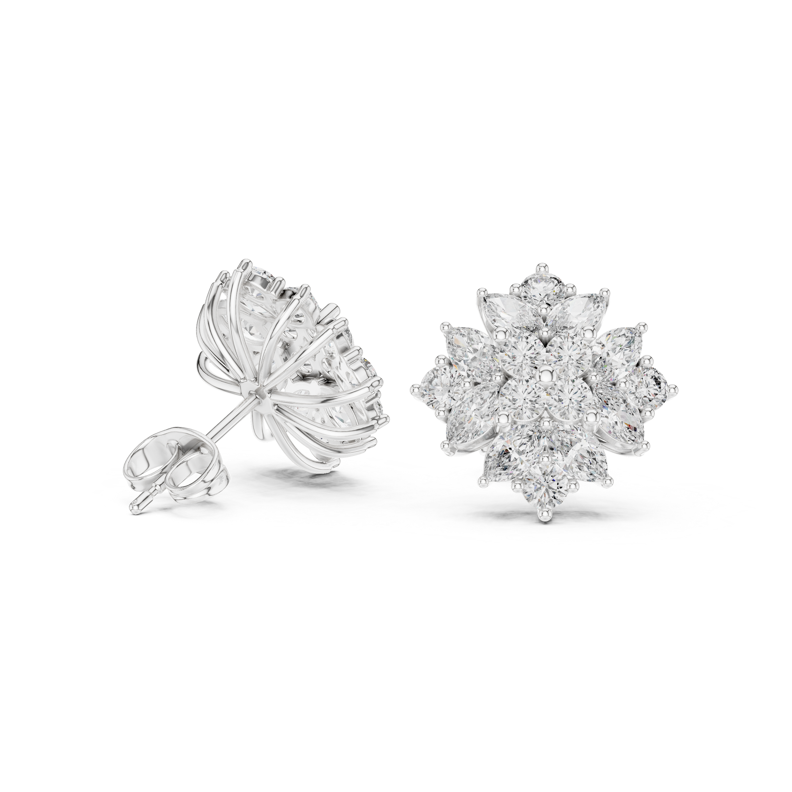 2.60 Carat EF/VS Multi-Shape Natural Diamond Cluster Earrings – Premium Shine