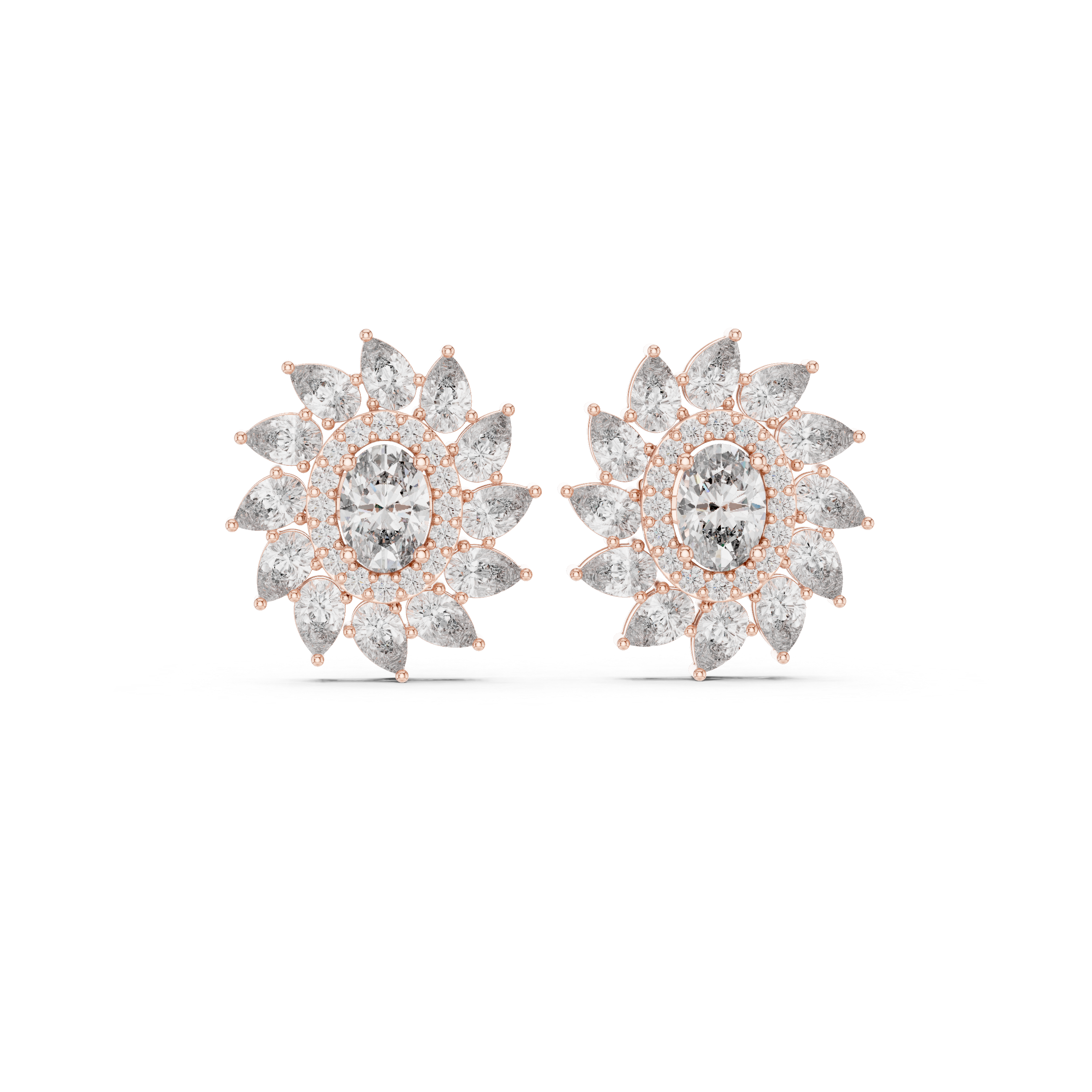 3.39ct Natural Diamond Stud Earrings – Multi-Shape, H Color, VS2 Clarity