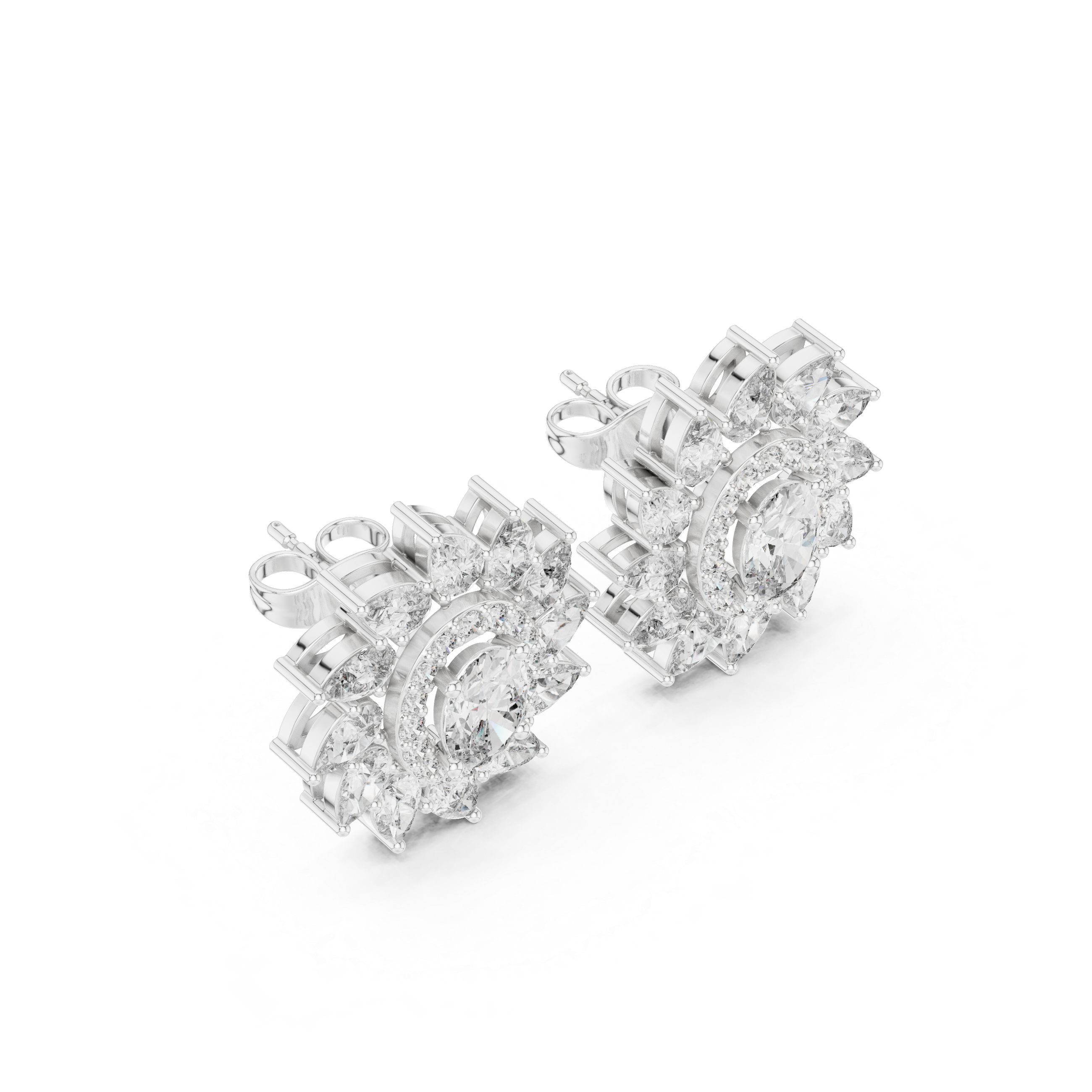 3.39ct Natural Diamond Stud Earrings – Multi-Shape, H Color, VS2 Clarity