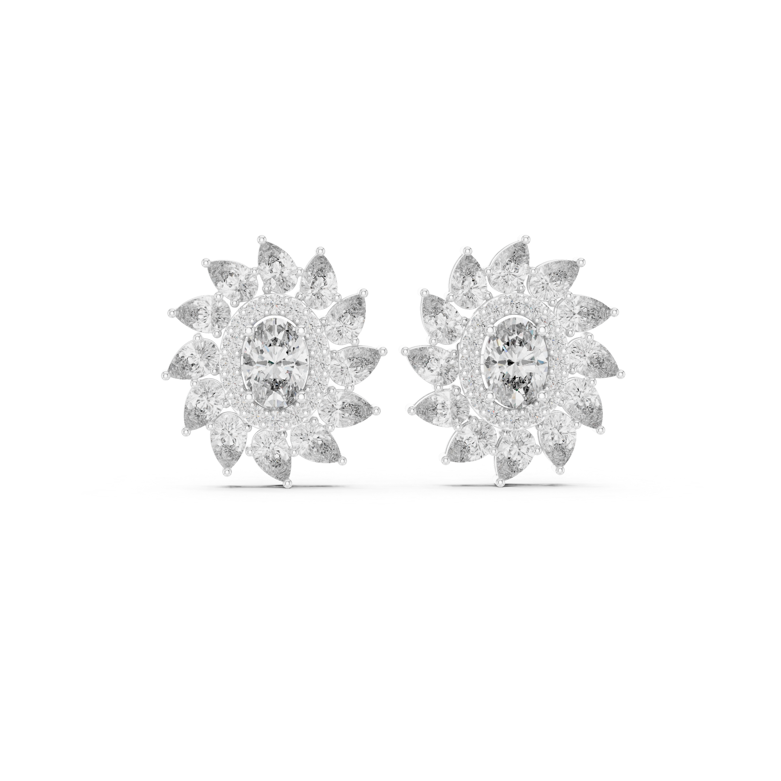 3.39ct Natural Diamond Stud Earrings – Multi-Shape, H Color, VS2 Clarity