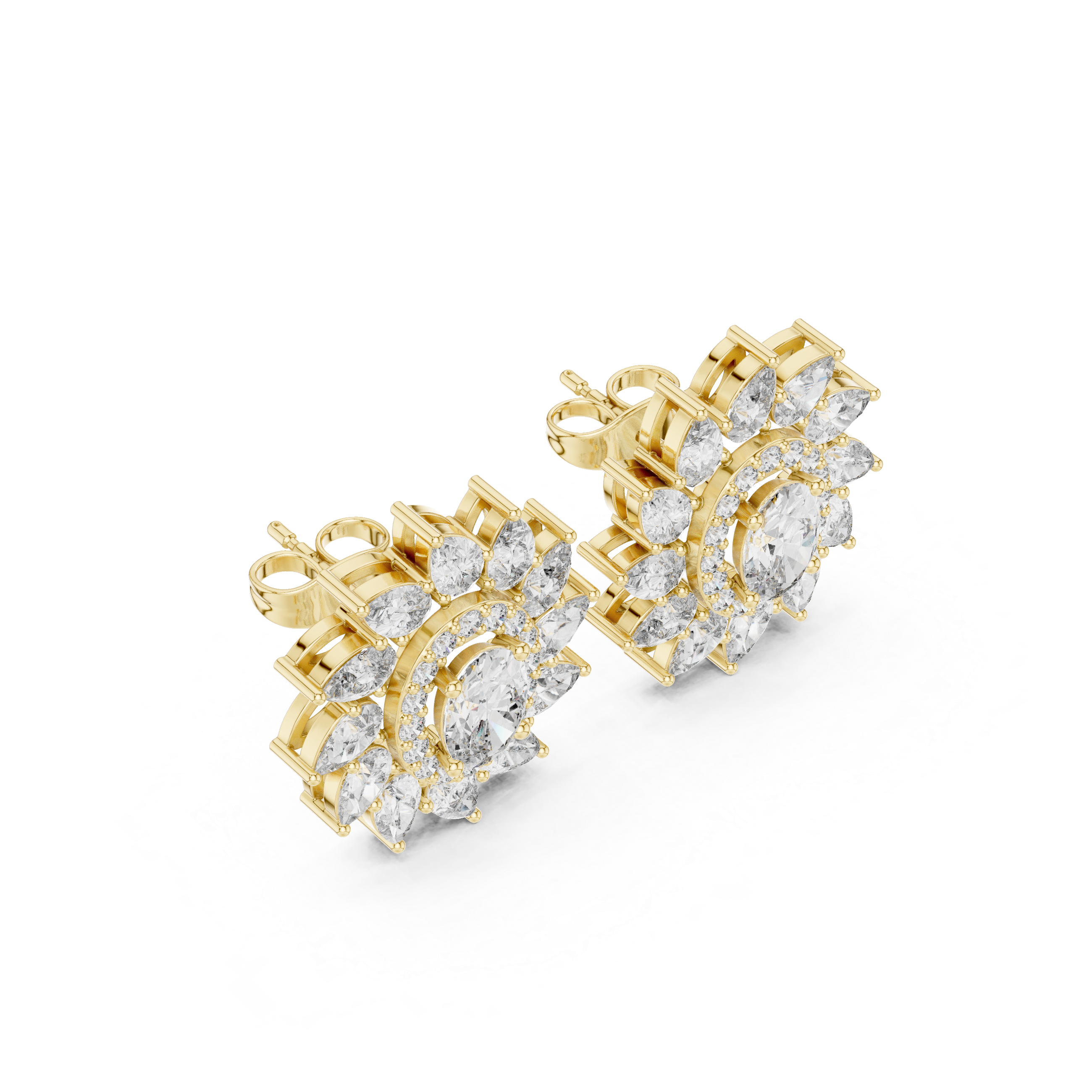 3.39ct Natural Diamond Stud Earrings – Multi-Shape, H Color, VS2 Clarity