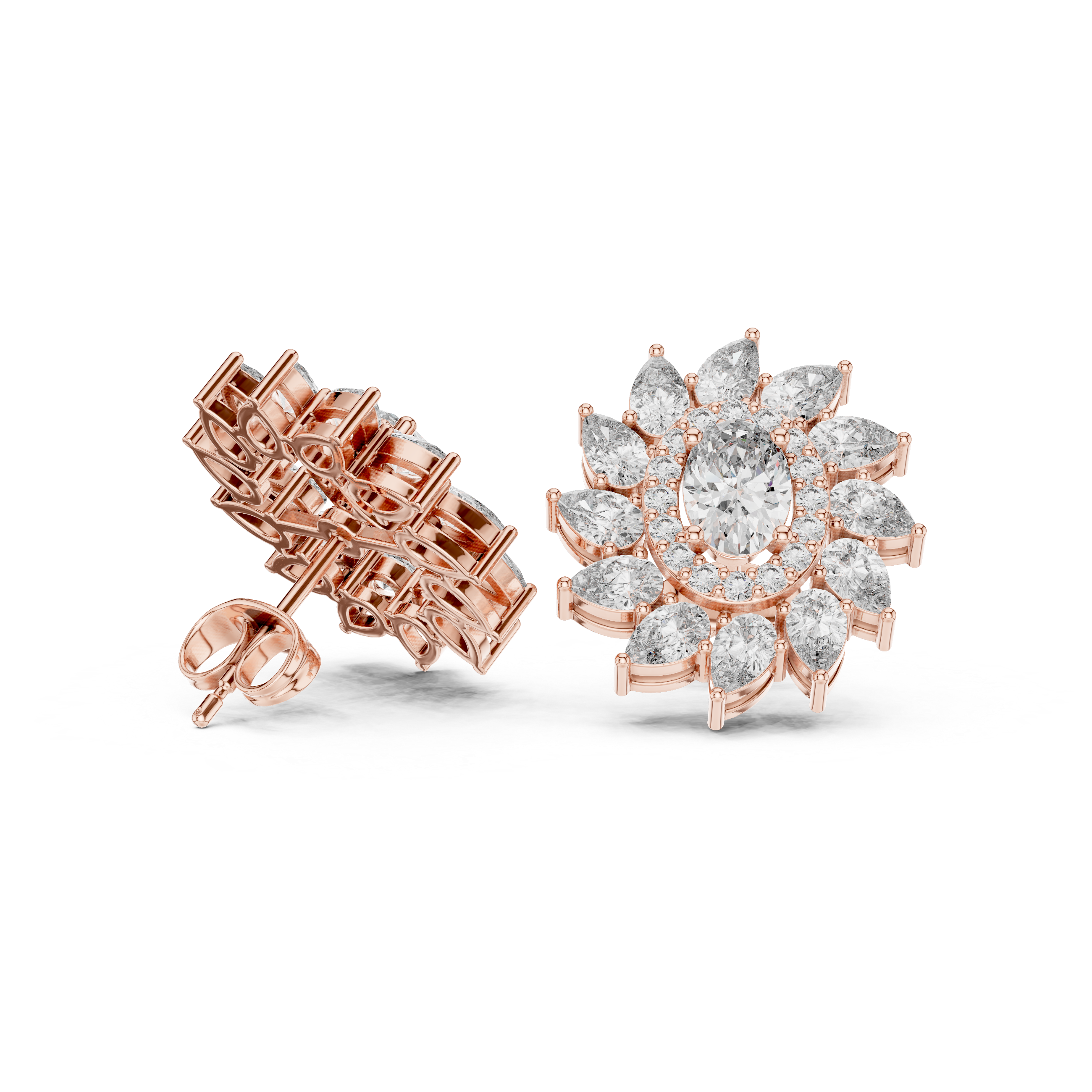 3.39ct Natural Diamond Stud Earrings – Multi-Shape, H Color, VS2 Clarity