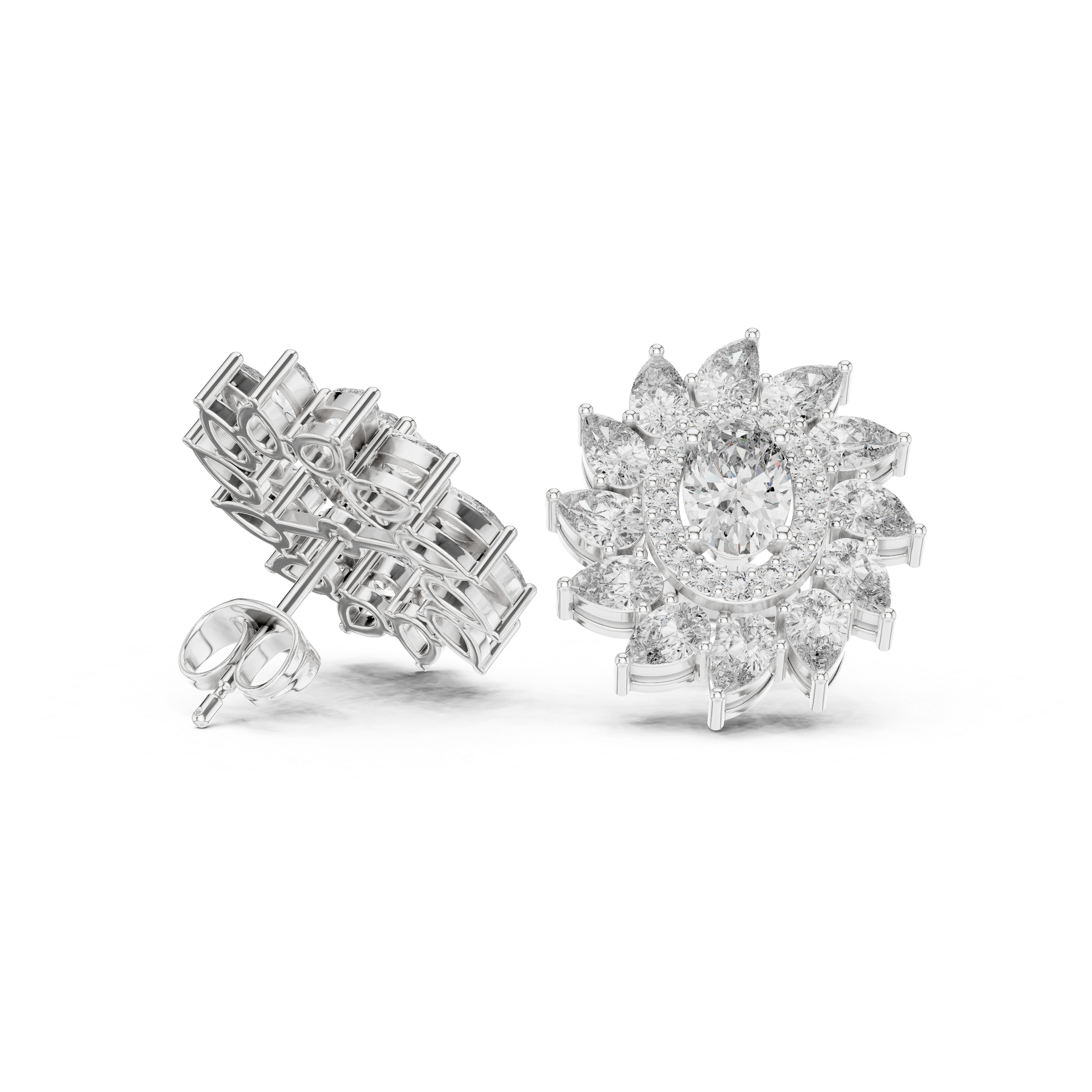 3.39ct Natural Diamond Stud Earrings – Multi-Shape, H Color, VS2 Clarity