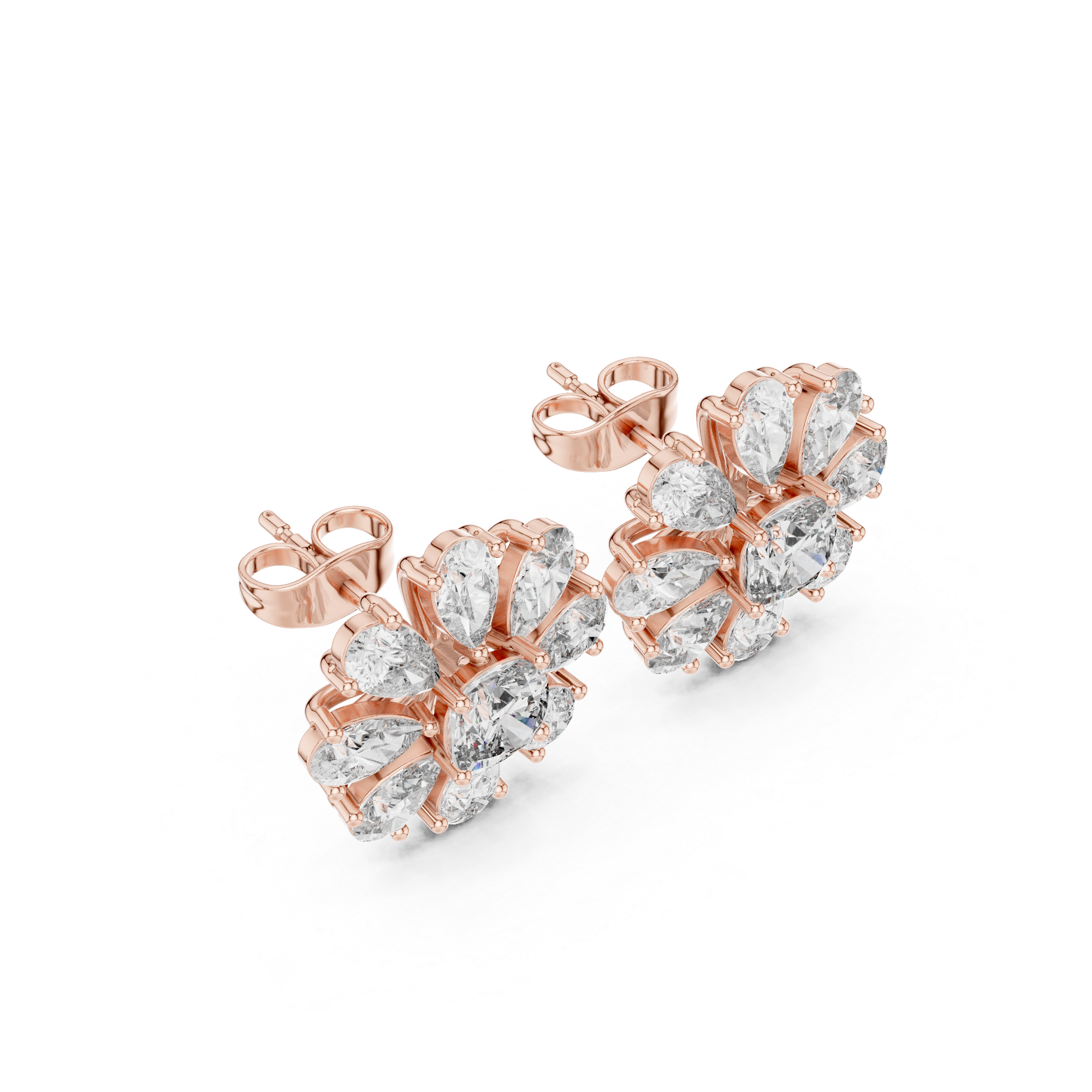 3.40ct I/VS2 Natural Diamond Stud Earrings – Cushion & Pear Cut Luxury