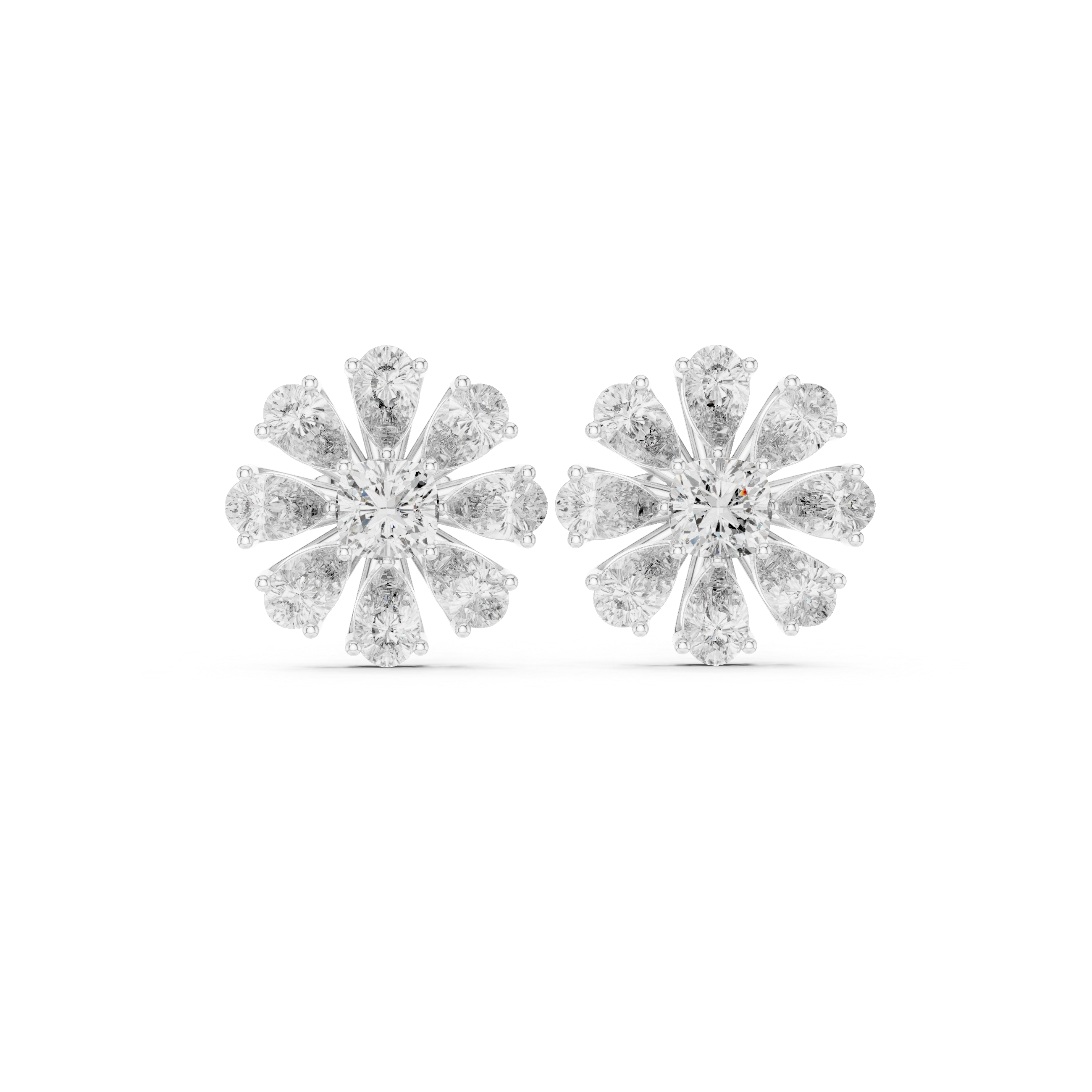 3.40ct I/VS2 Natural Diamond Stud Earrings – Cushion & Pear Cut Luxury