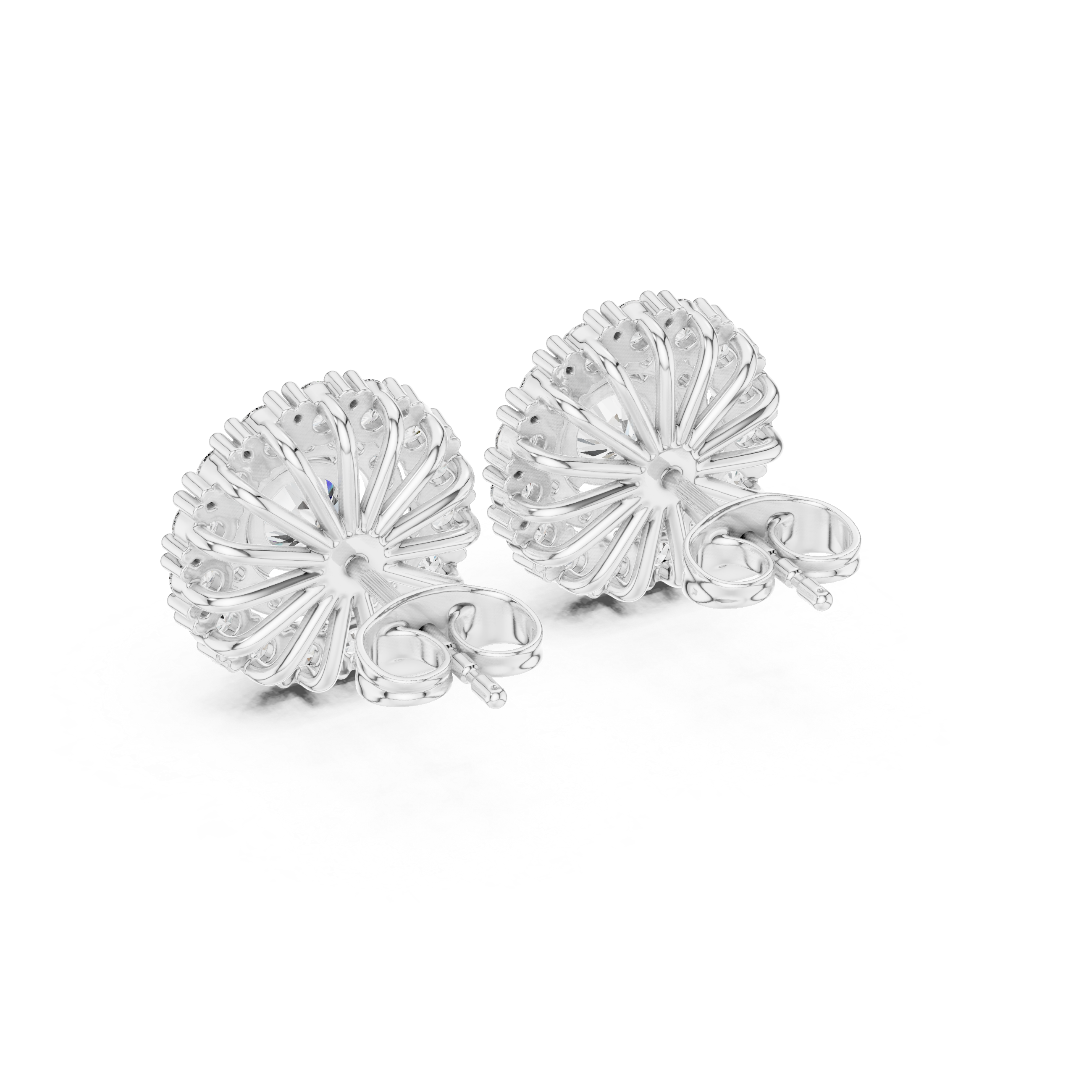 2.24ct Natural Diamond Halo Cluster Stud Earrings – H Color, VS1 Clarity