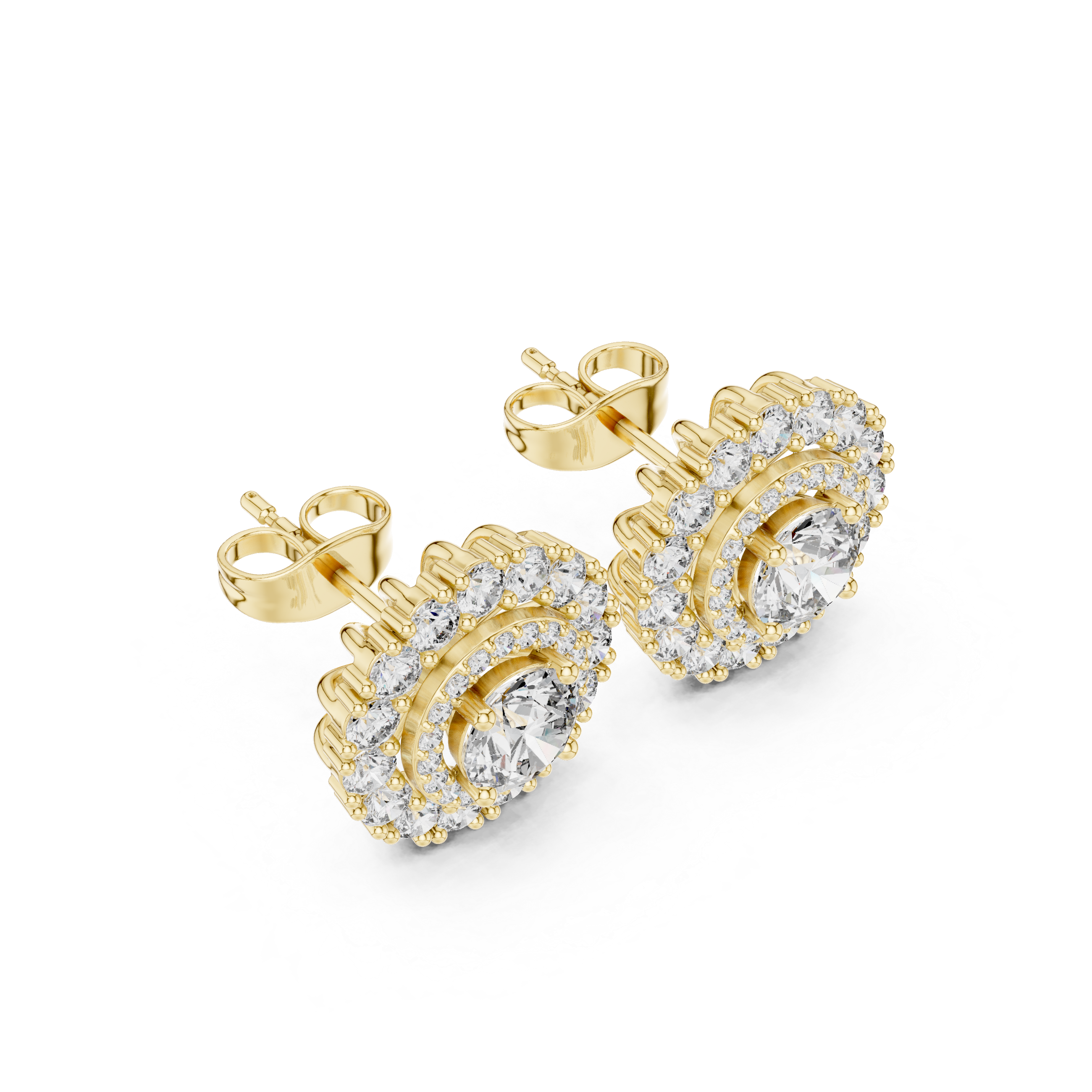 2.24ct Natural Diamond Halo Cluster Stud Earrings – H Color, VS1 Clarity