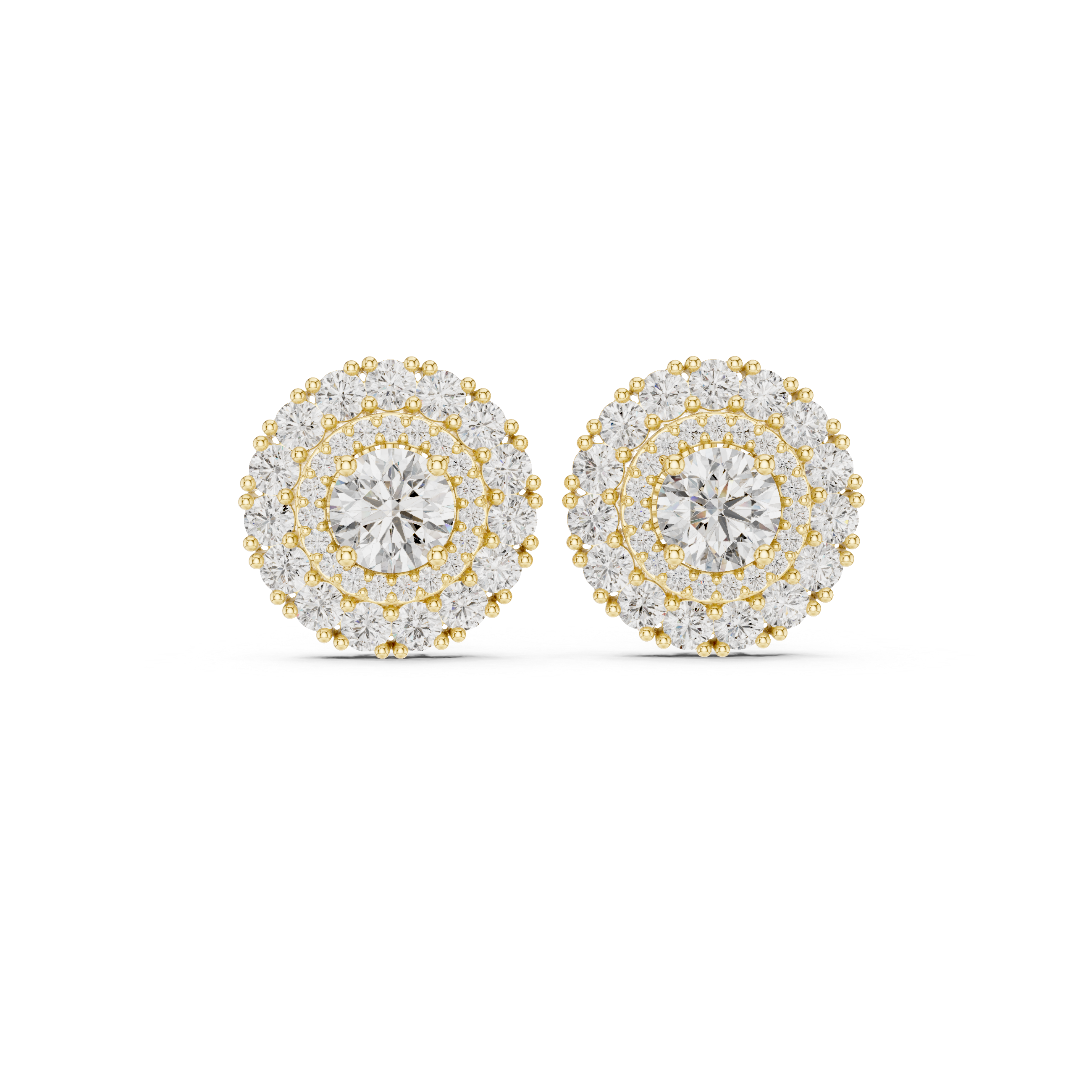 2.24ct Natural Diamond Halo Cluster Stud Earrings – H Color, VS1 Clarity