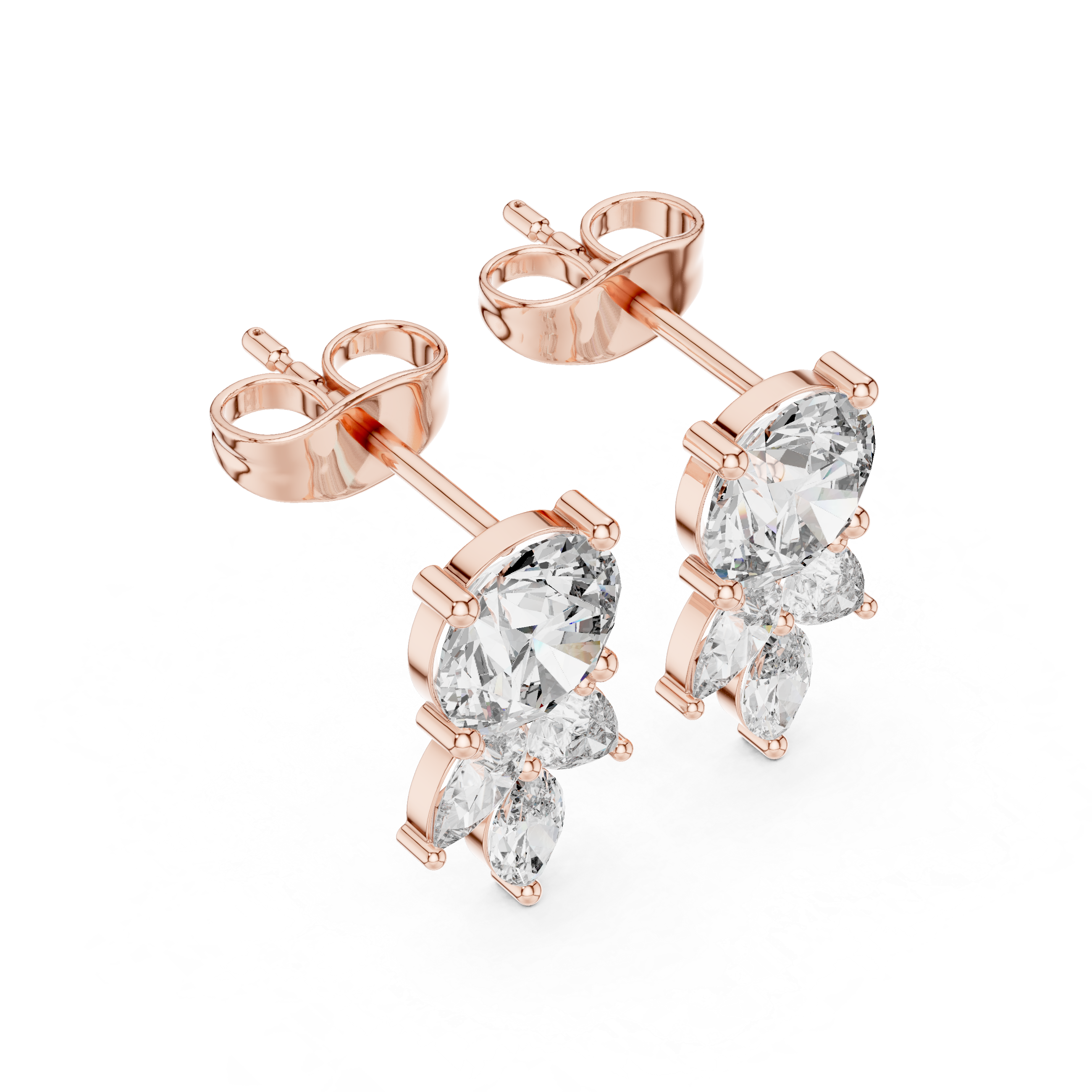 2.51ct H/VS2 Natural Diamond Stud Earrings – Multi-Shape Sparkle