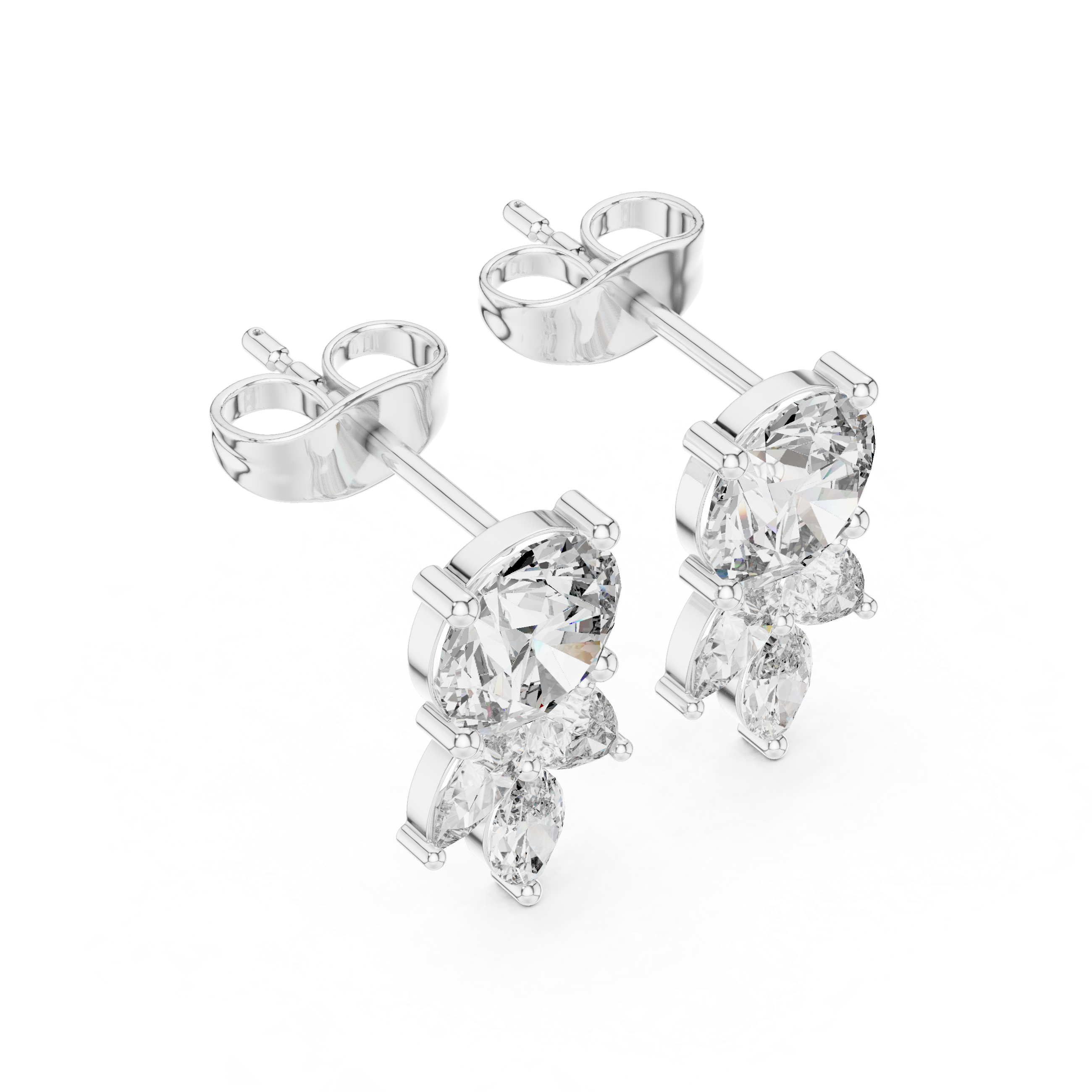 2.51ct H/VS2 Natural Diamond Stud Earrings – Multi-Shape Sparkle