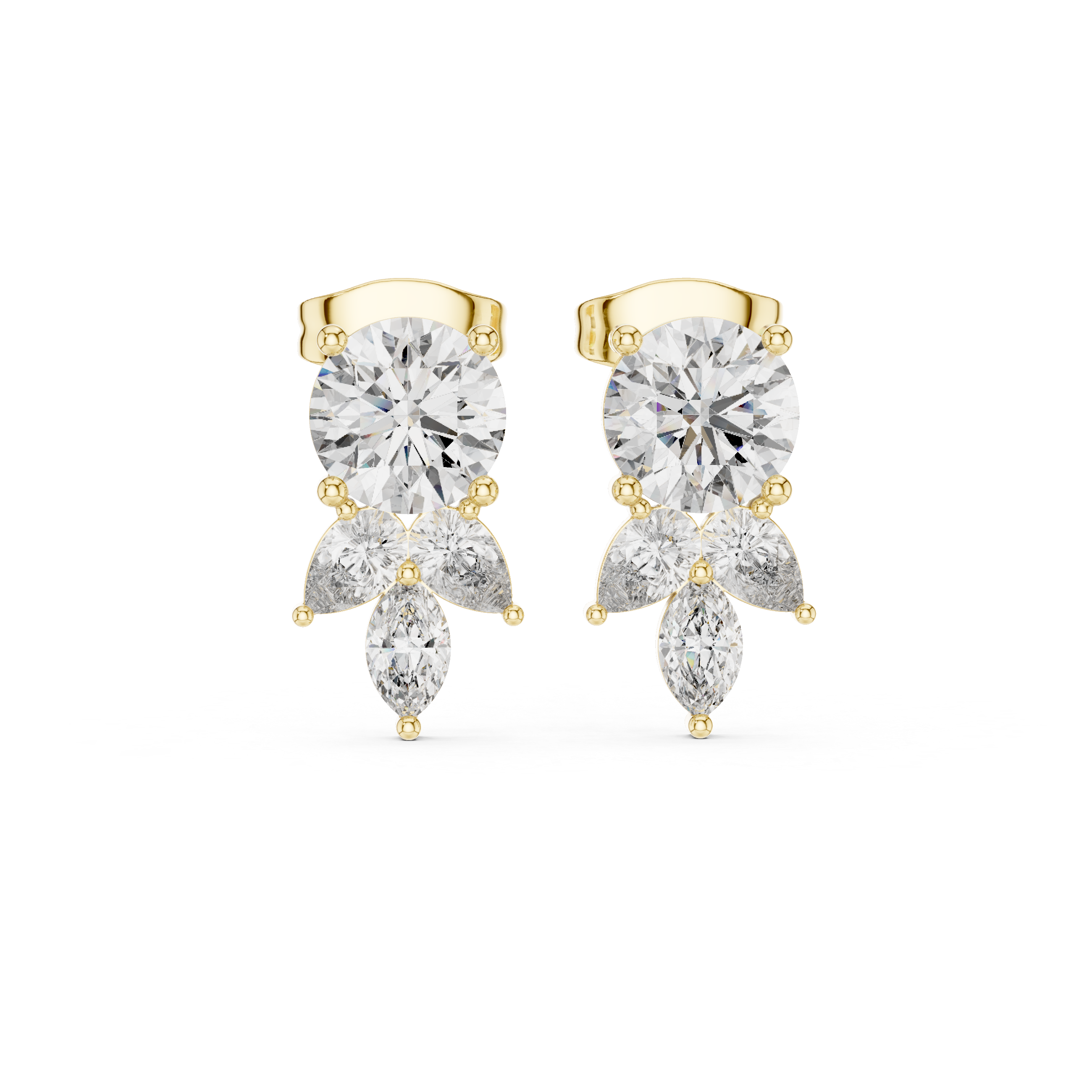 2.51ct H/VS2 Natural Diamond Stud Earrings – Multi-Shape Sparkle
