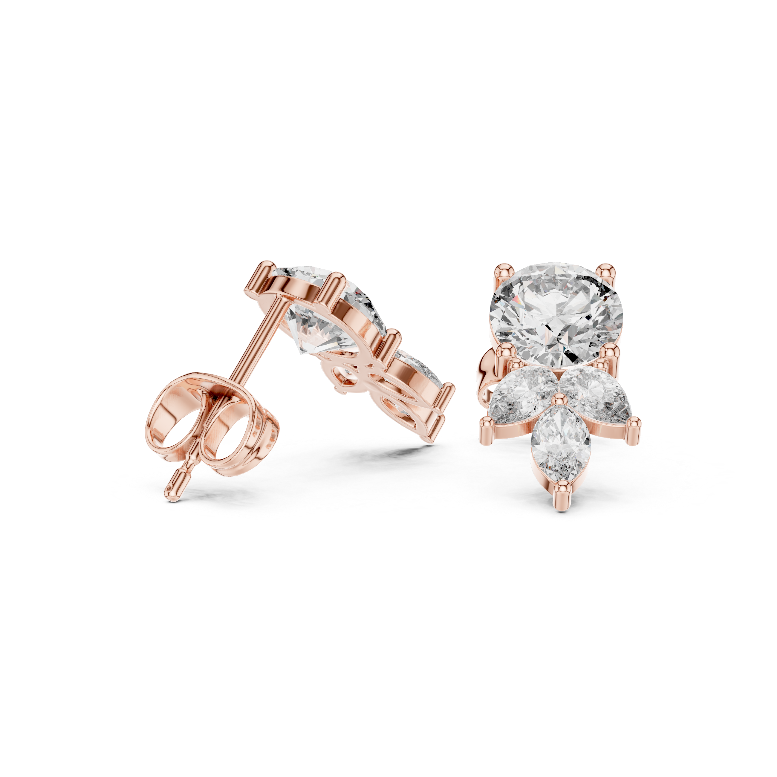 2.51ct H/VS2 Natural Diamond Stud Earrings – Multi-Shape Sparkle