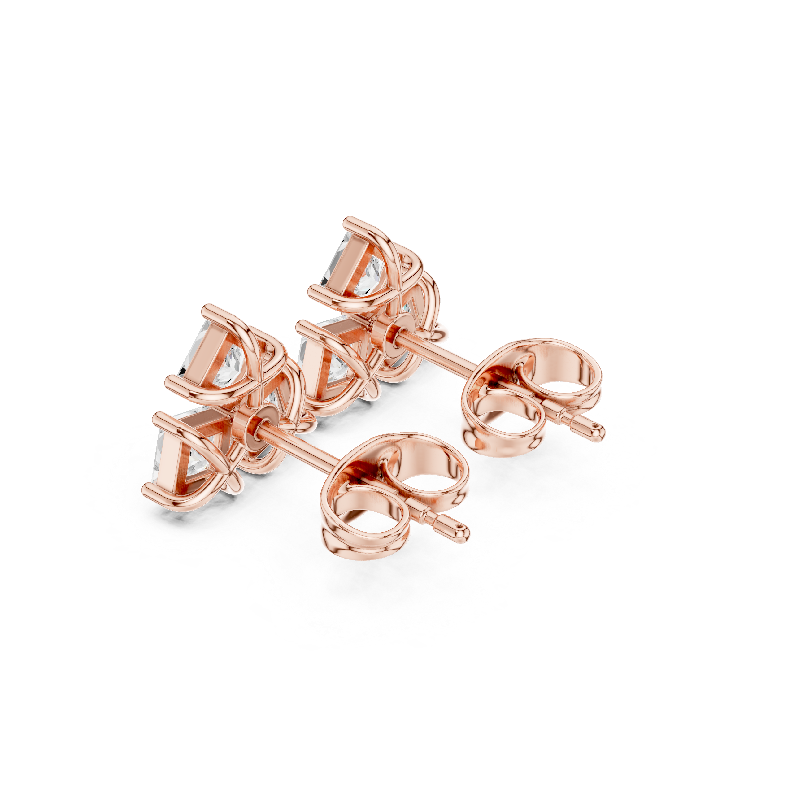 0.82ct Natural Diamond Cluster Studs – GH Color, VS Clarity, Princess Cut