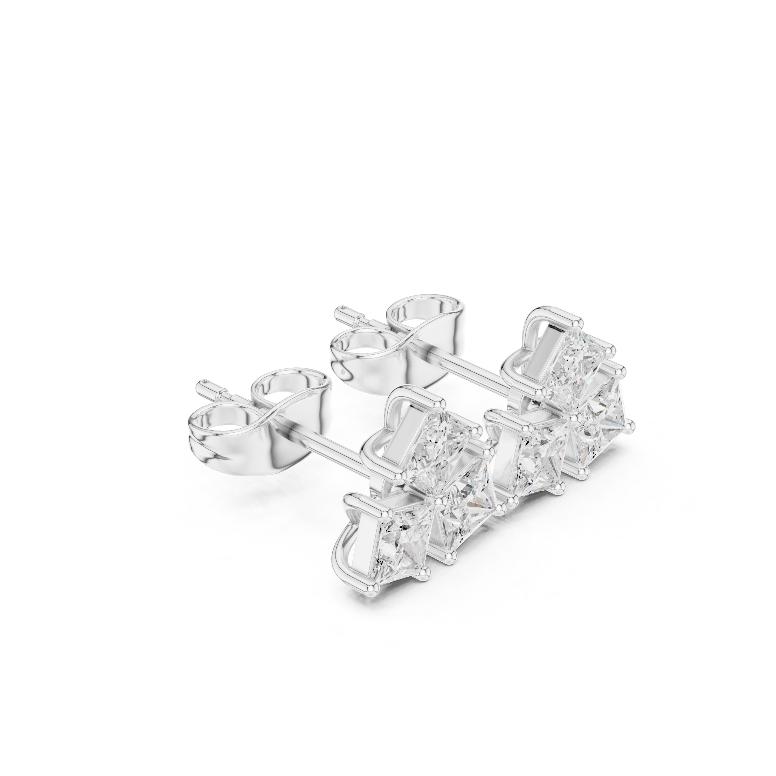 0.82ct Natural Diamond Cluster Studs – GH Color, VS Clarity, Princess Cut