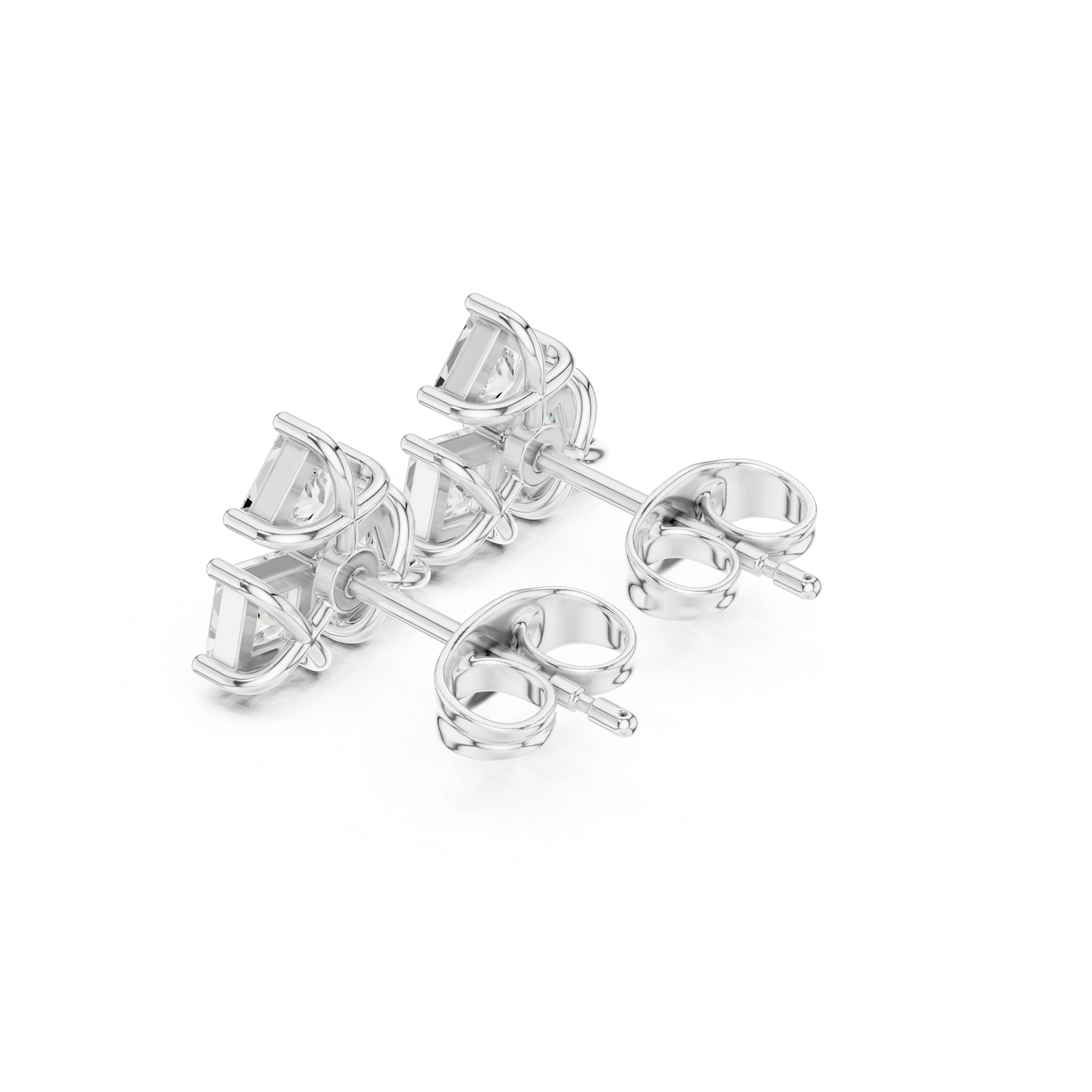 0.82ct Natural Diamond Cluster Studs – GH Color, VS Clarity, Princess Cut