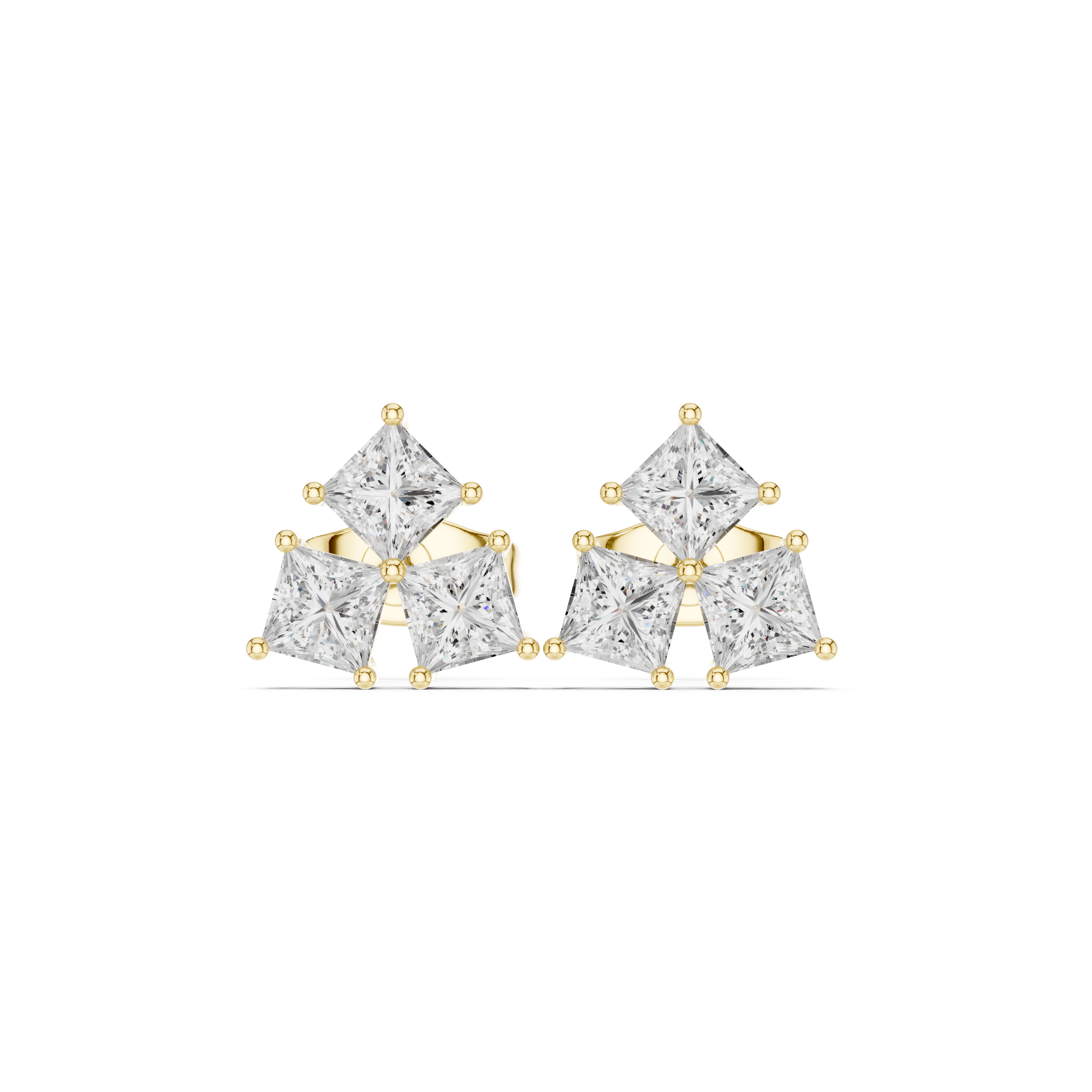0.82ct Natural Diamond Cluster Studs – GH Color, VS Clarity, Princess Cut