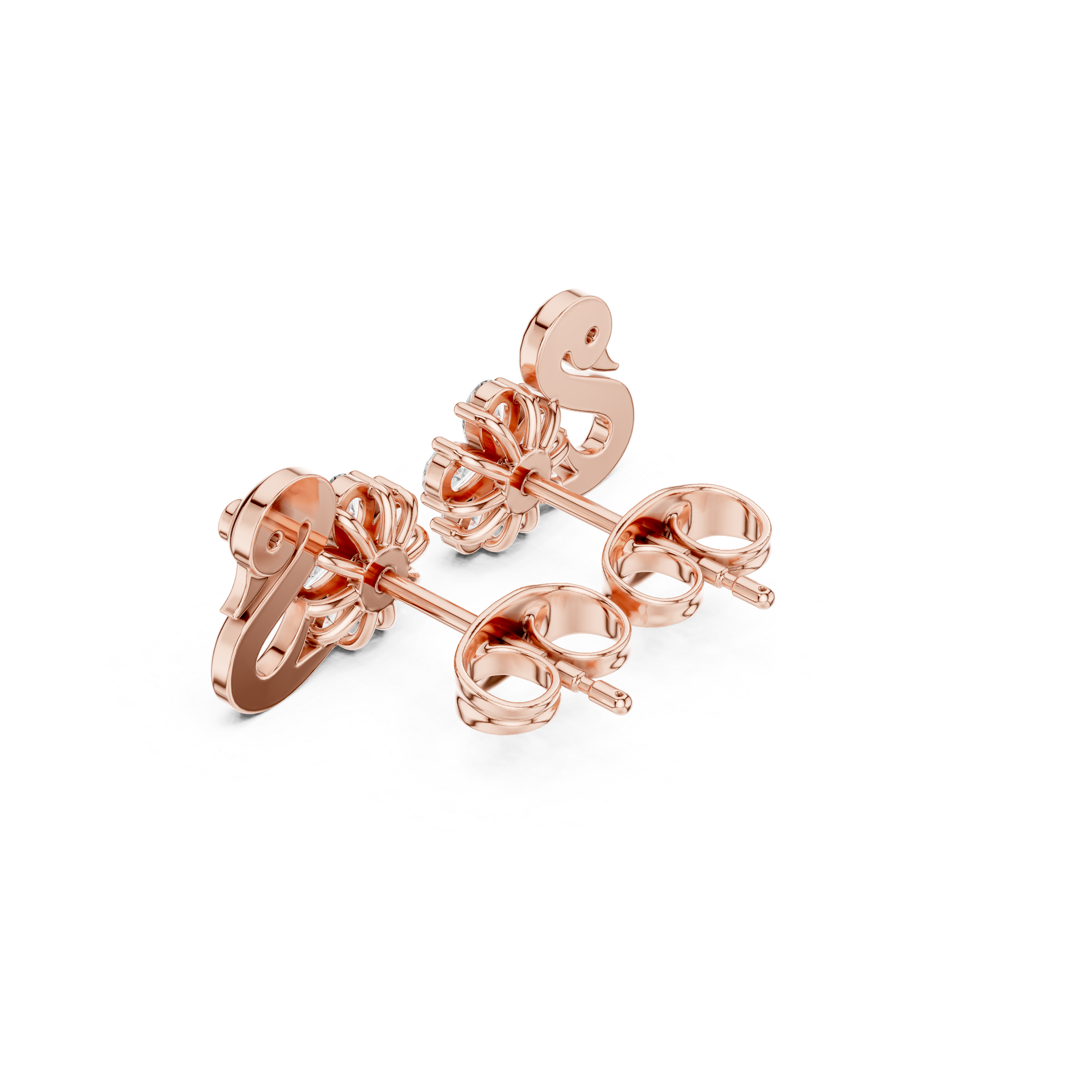 Swan Design 1.313ct Natural Diamond Stud Earrings – GH Color, SI Clarity