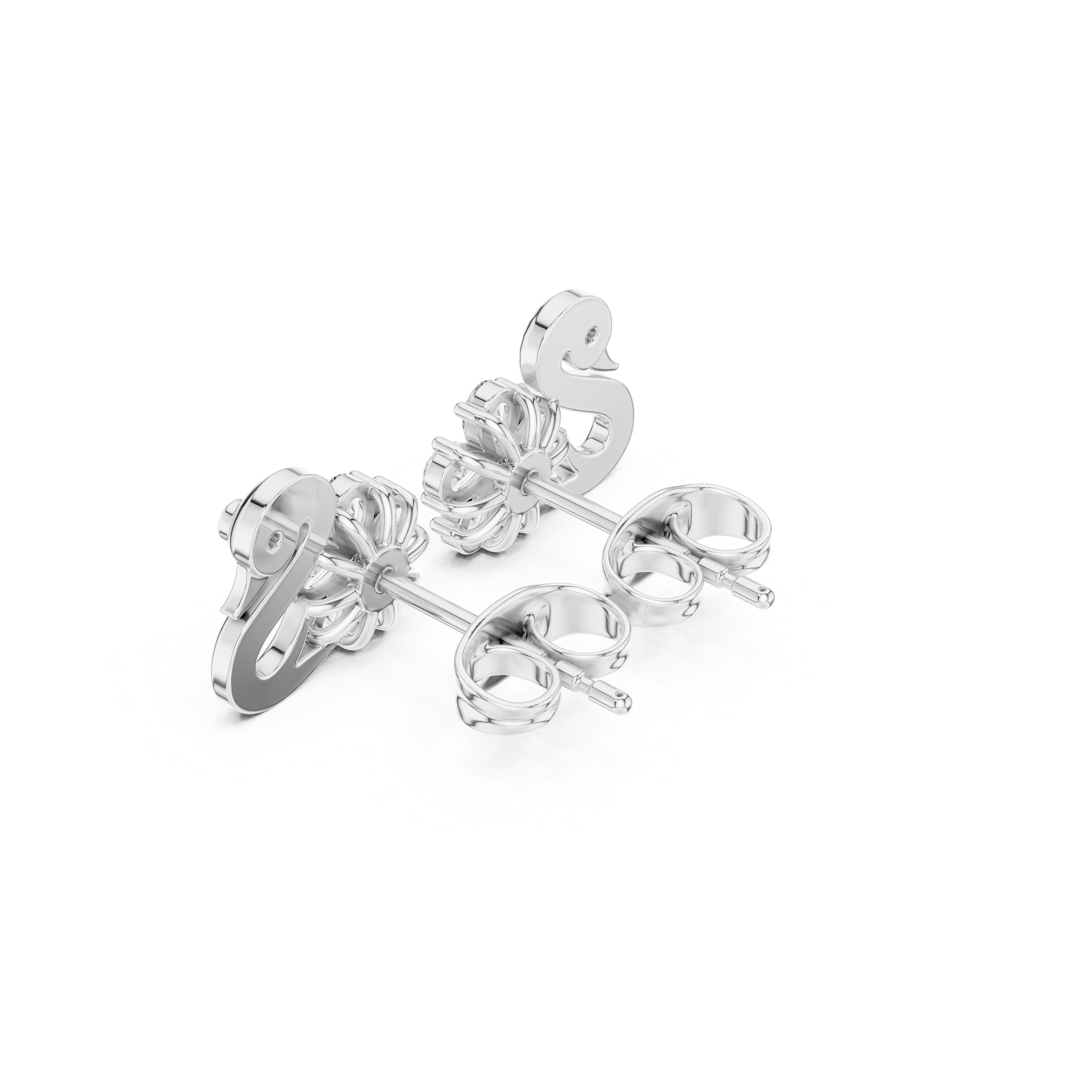 Swan Design 1.313ct Natural Diamond Stud Earrings – GH Color, SI Clarity