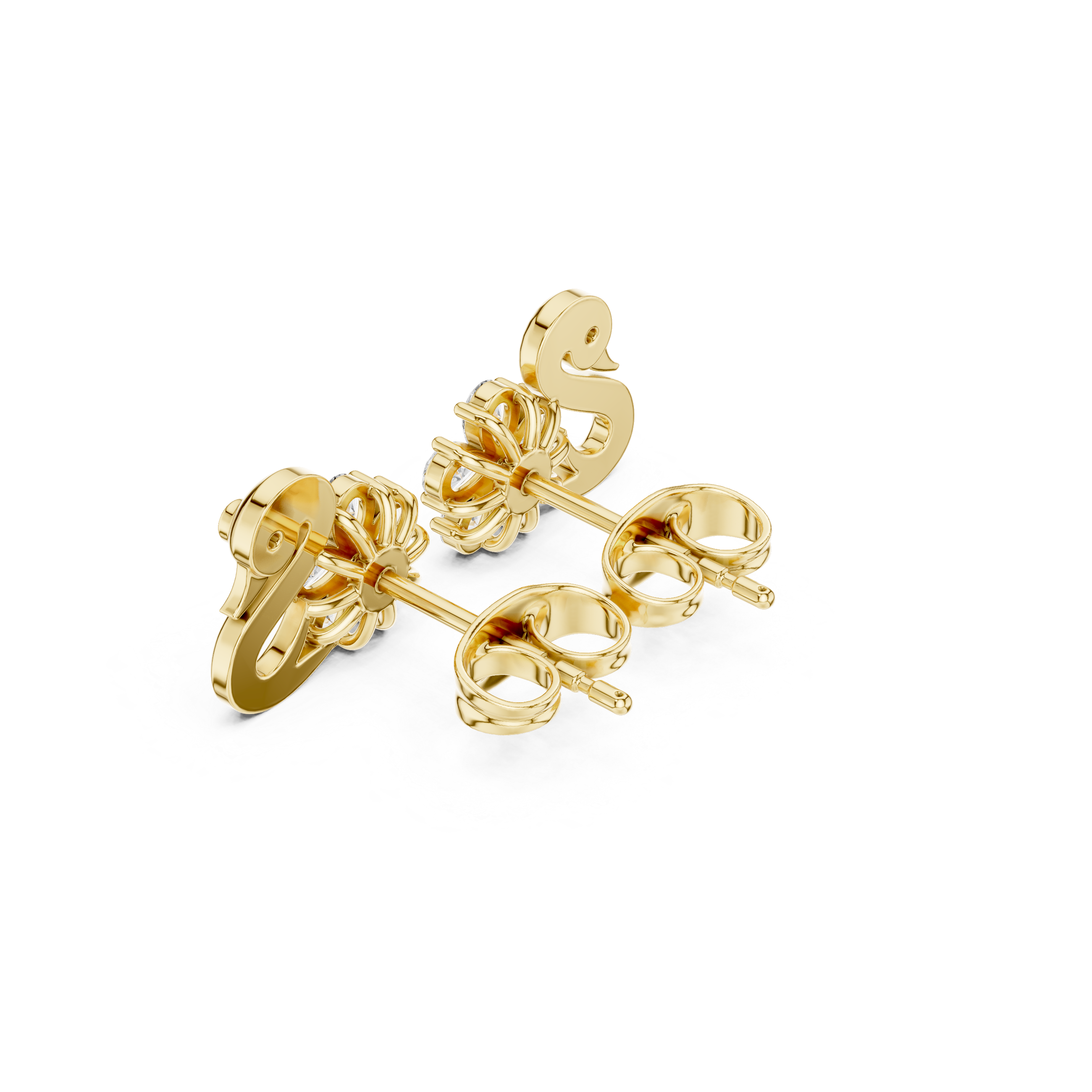 Swan Design 1.313ct Natural Diamond Stud Earrings – GH Color, SI Clarity