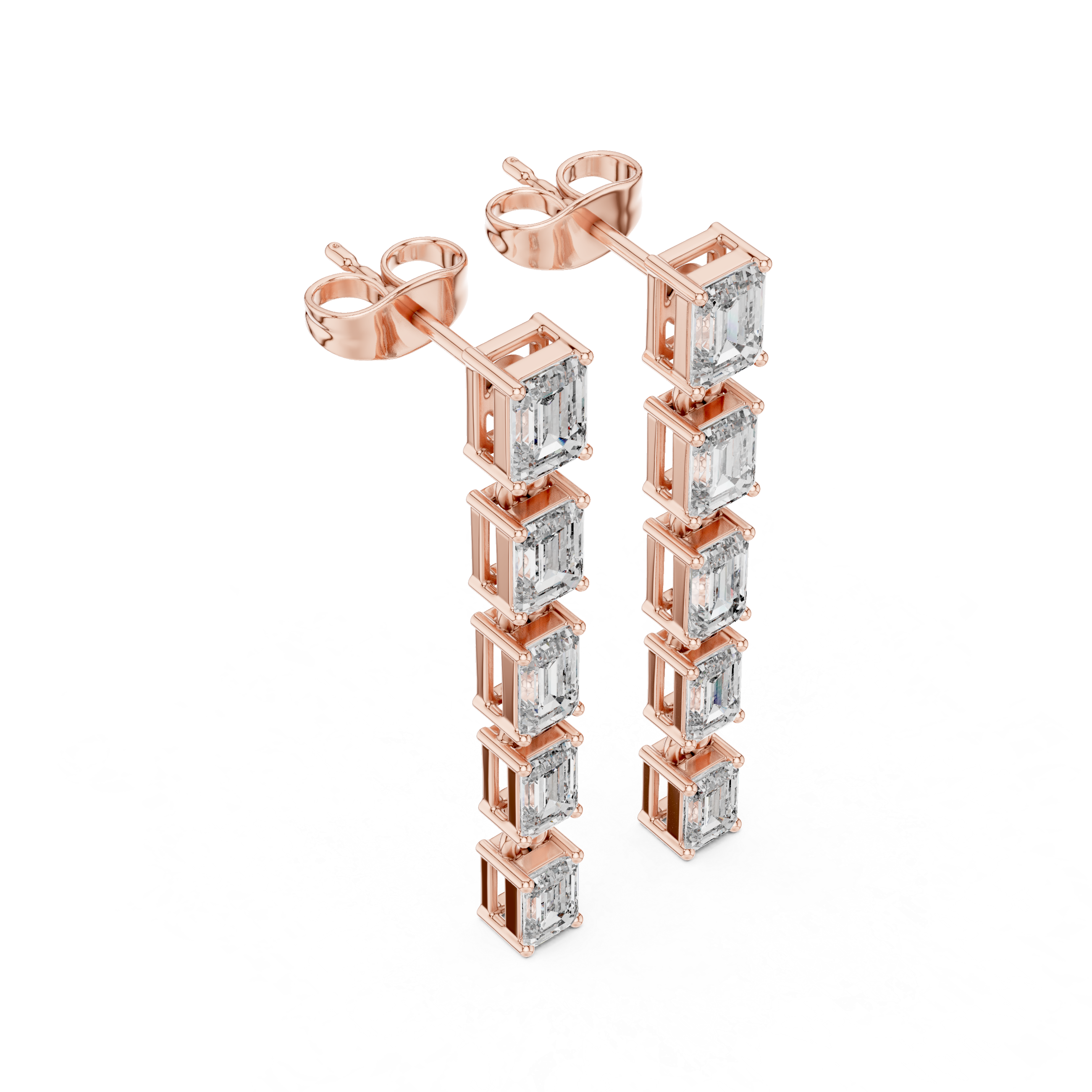 2.74 Carat Emerald Cut Natural Diamond Dangle Earrings – I Color, SI1 Clarity