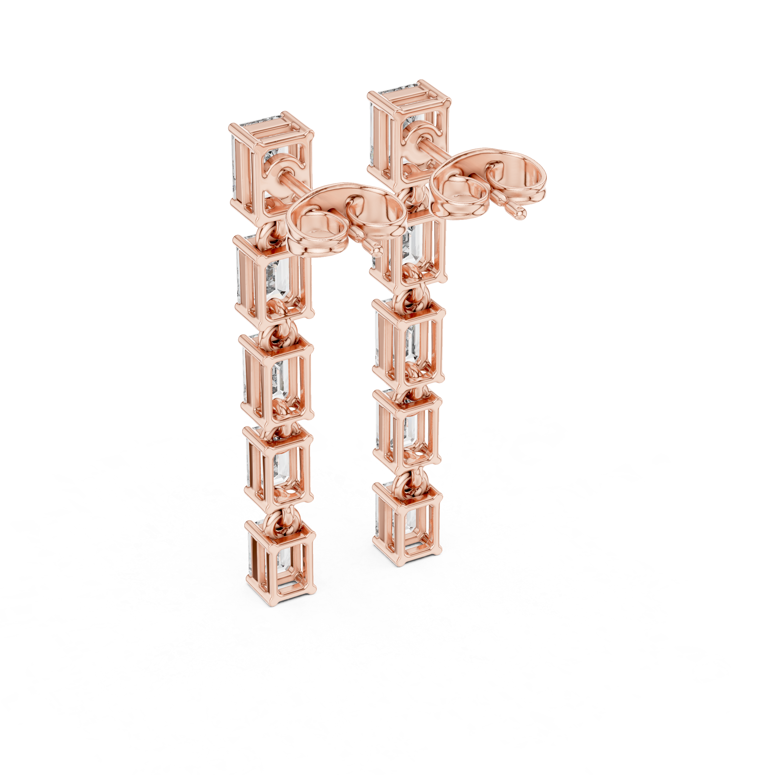 2.74 Carat Emerald Cut Natural Diamond Dangle Earrings – I Color, SI1 Clarity