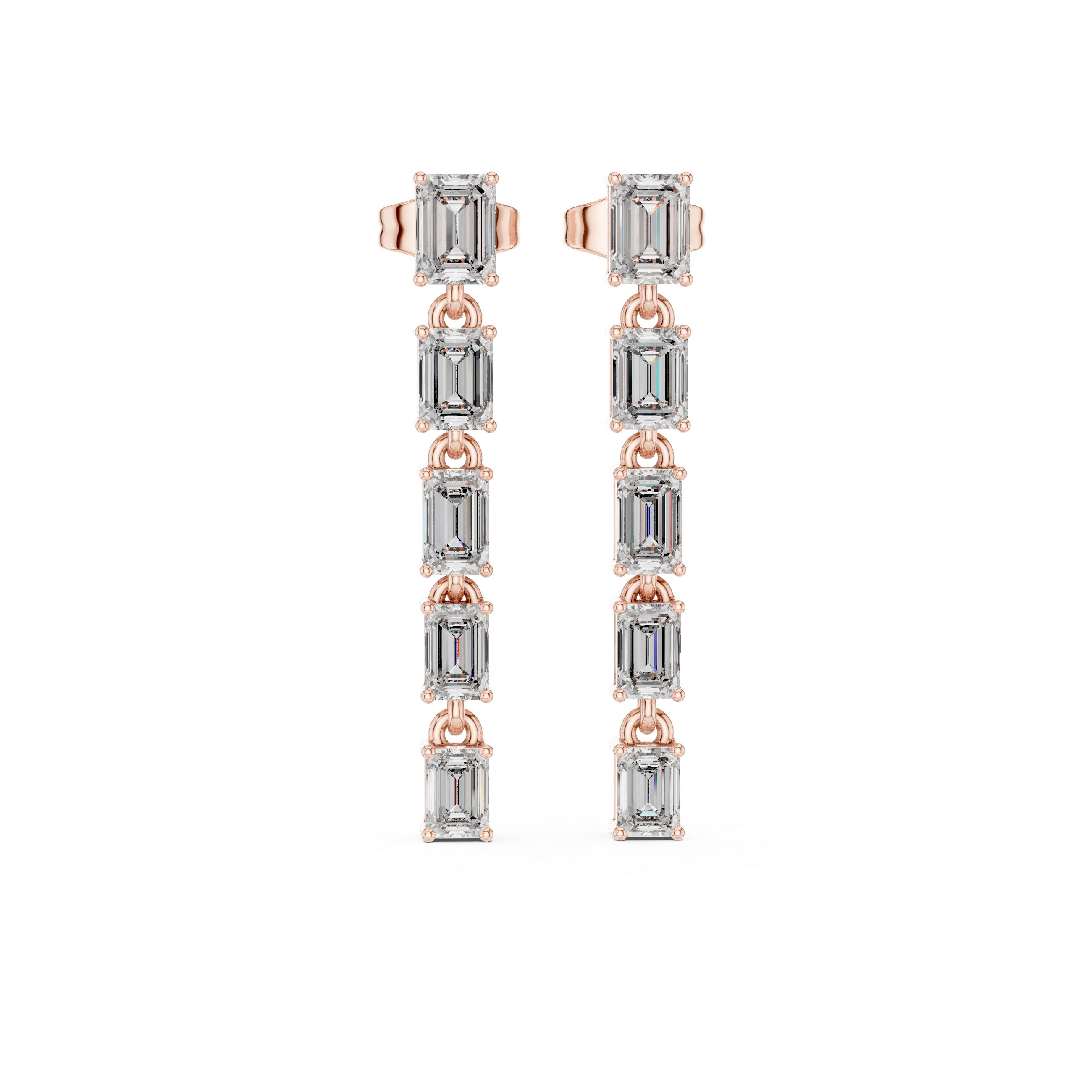 2.74 Carat Emerald Cut Natural Diamond Dangle Earrings – I Color, SI1 Clarity