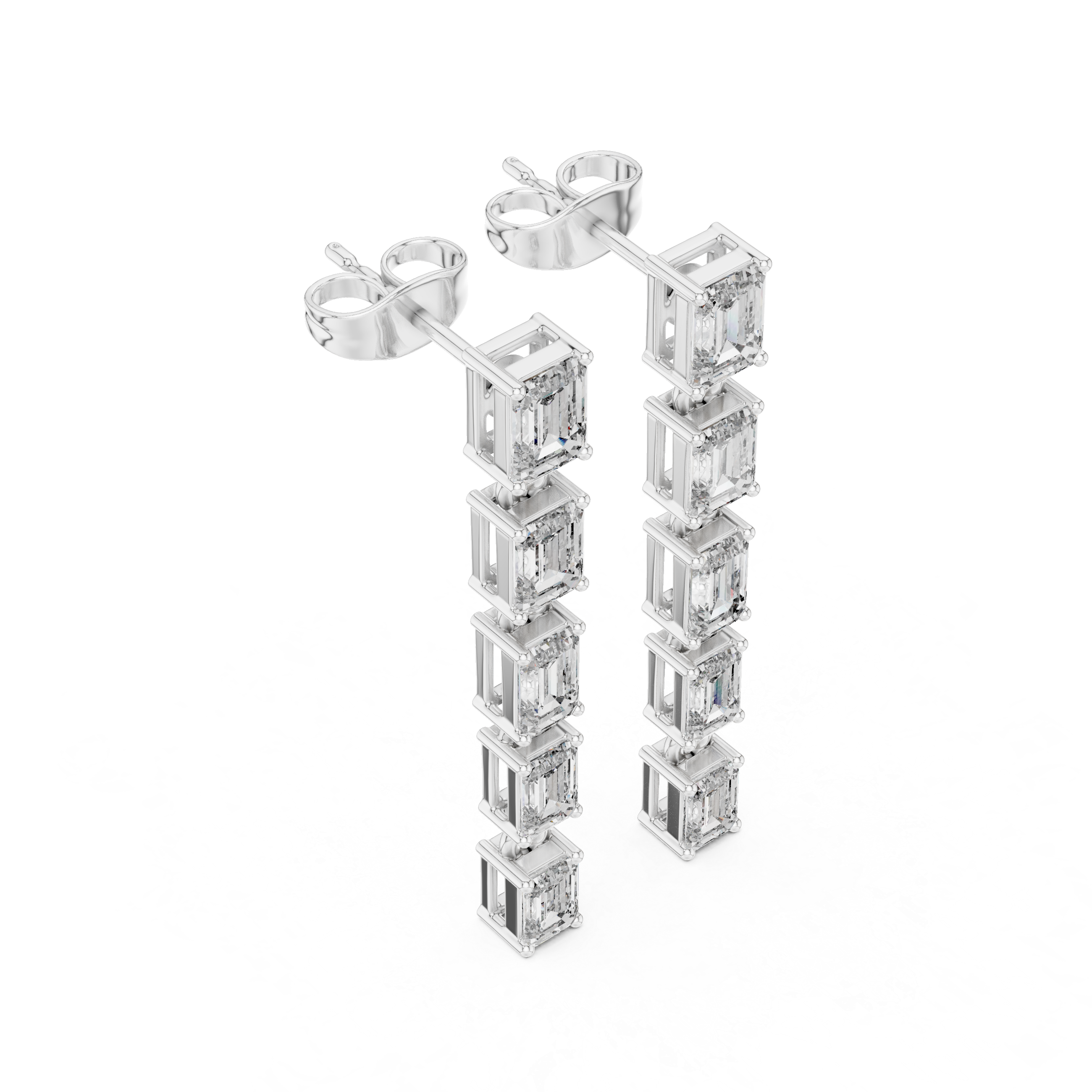 2.74 Carat Emerald Cut Natural Diamond Dangle Earrings – I Color, SI1 Clarity