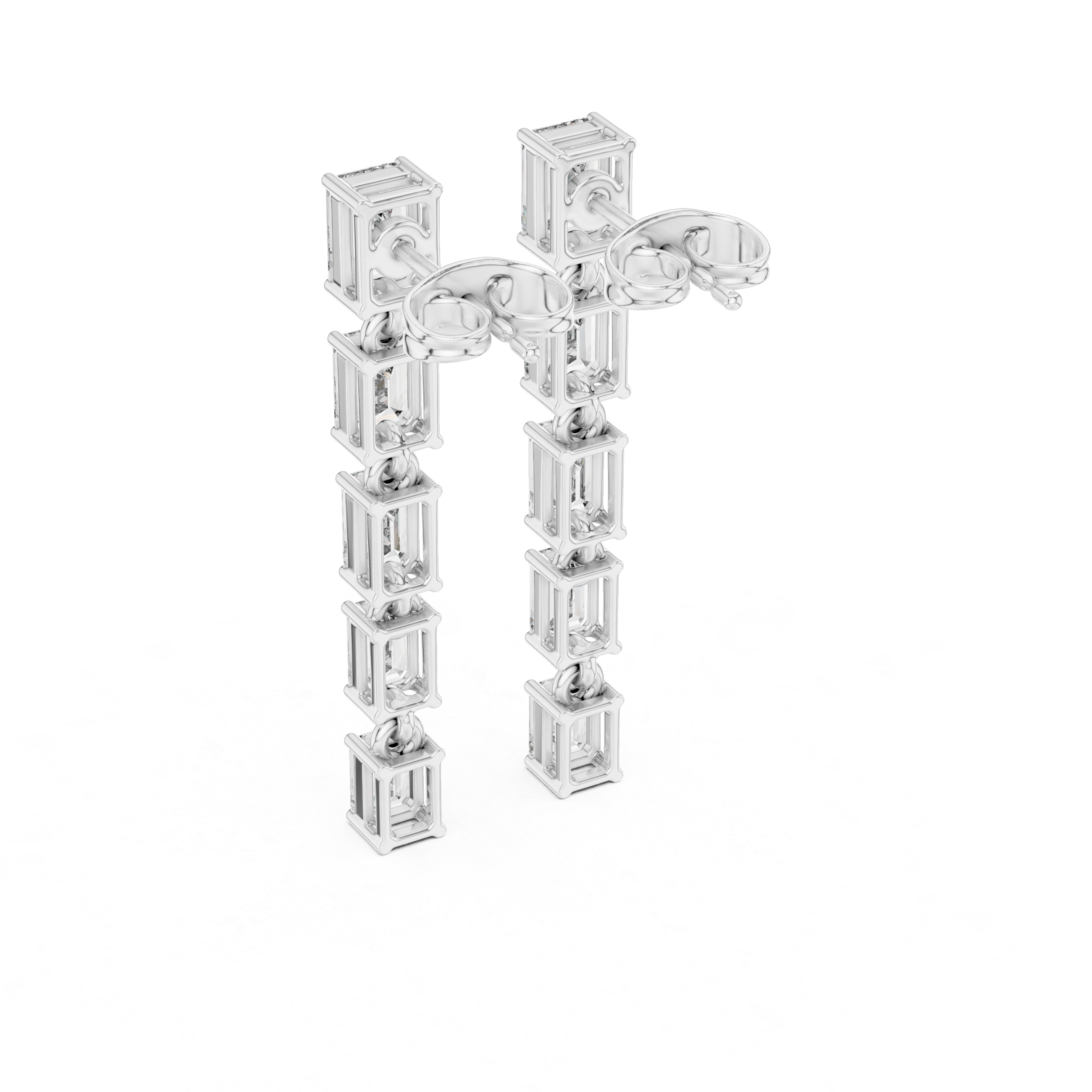 2.74 Carat Emerald Cut Natural Diamond Dangle Earrings – I Color, SI1 Clarity